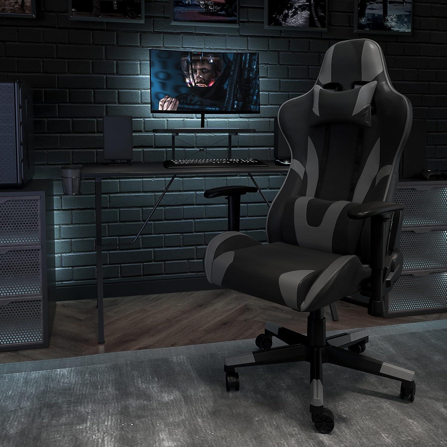 Flash Furniture X30 Gaming Chair Racing Office Ergonomic Computer Chair with Fully Reclining Back and Slide-Out Footrest in Red LeatherSoft