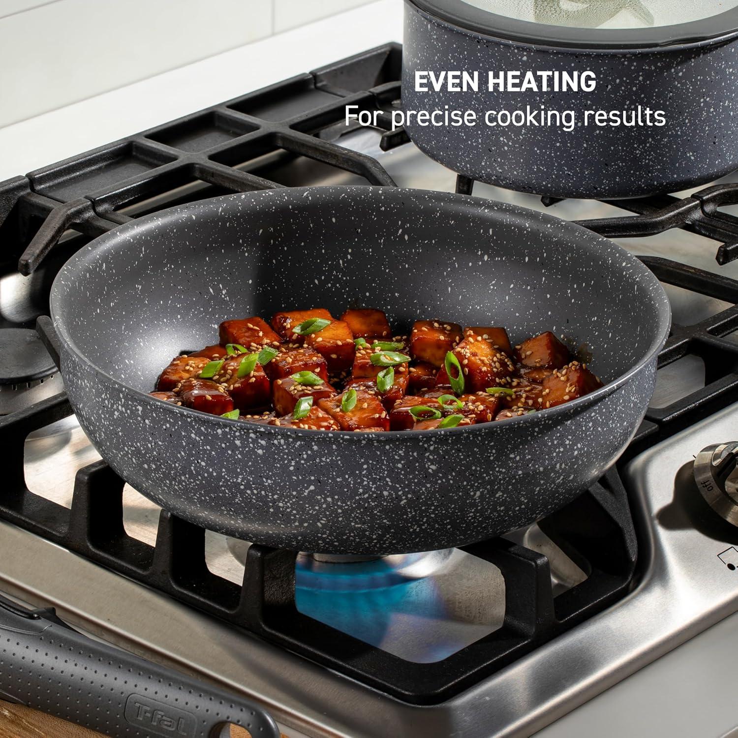 Granite Gray 11-Piece Non-Stick Cookware Set with Detachable Handle