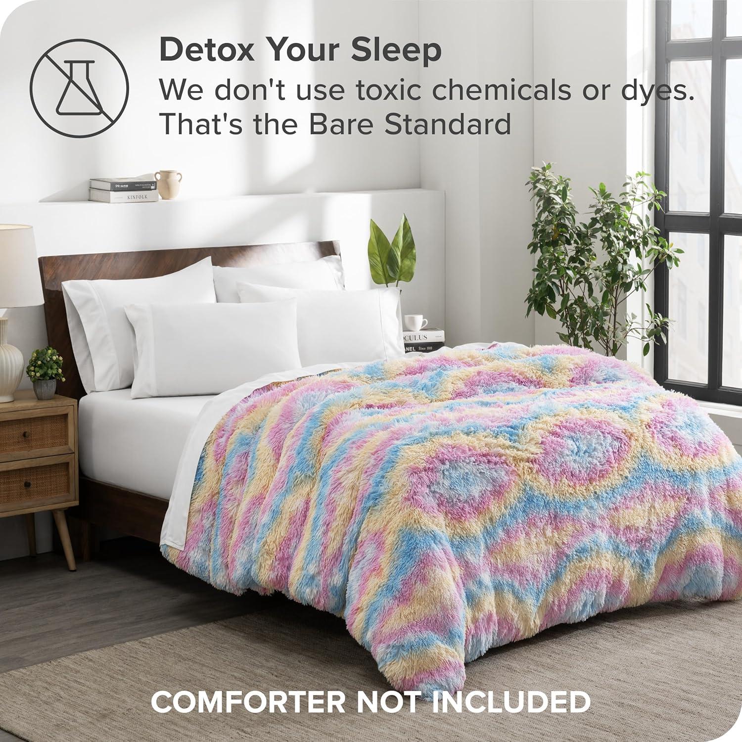 Multi Tie-Dye Twin/Twin XL Shaggy Duvet Cover by Bare Home