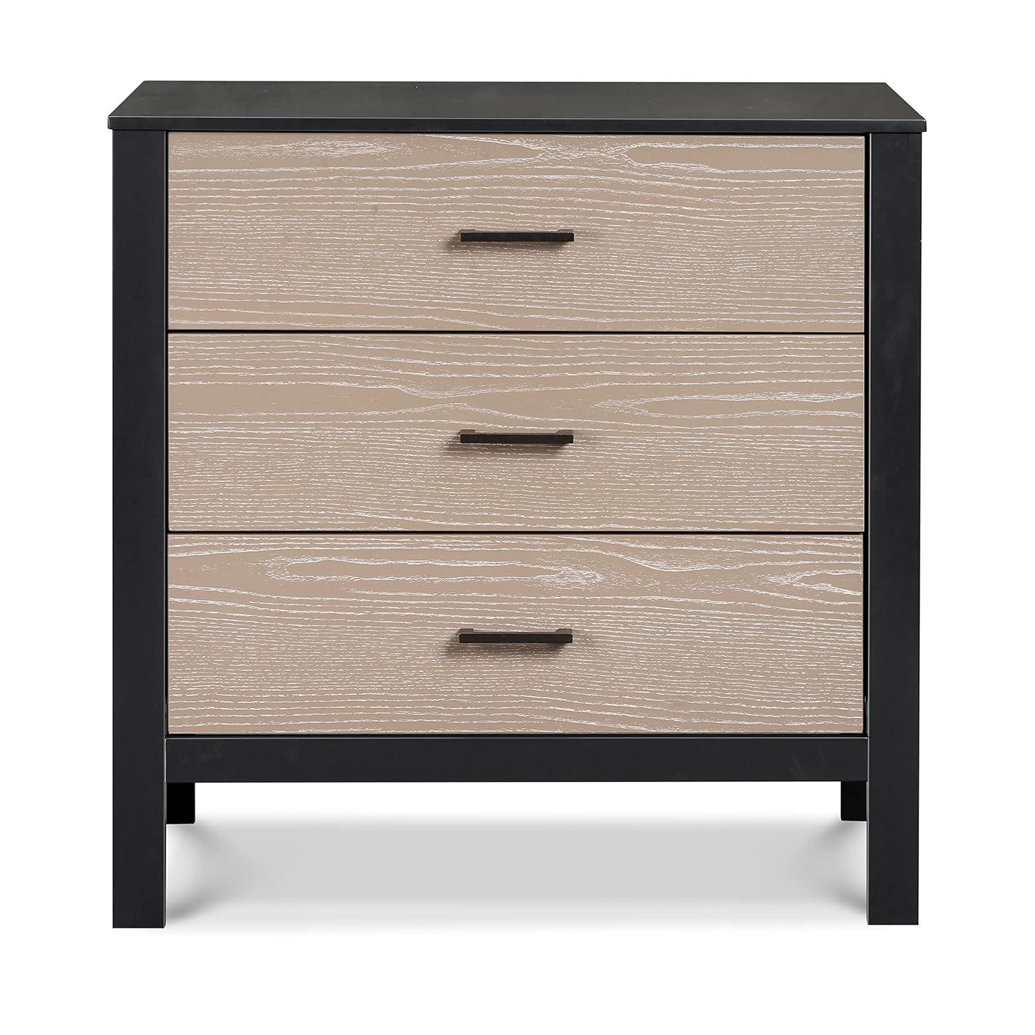 Modern Farmhouse Black and Coastwood 3-Drawer Nursery Dresser