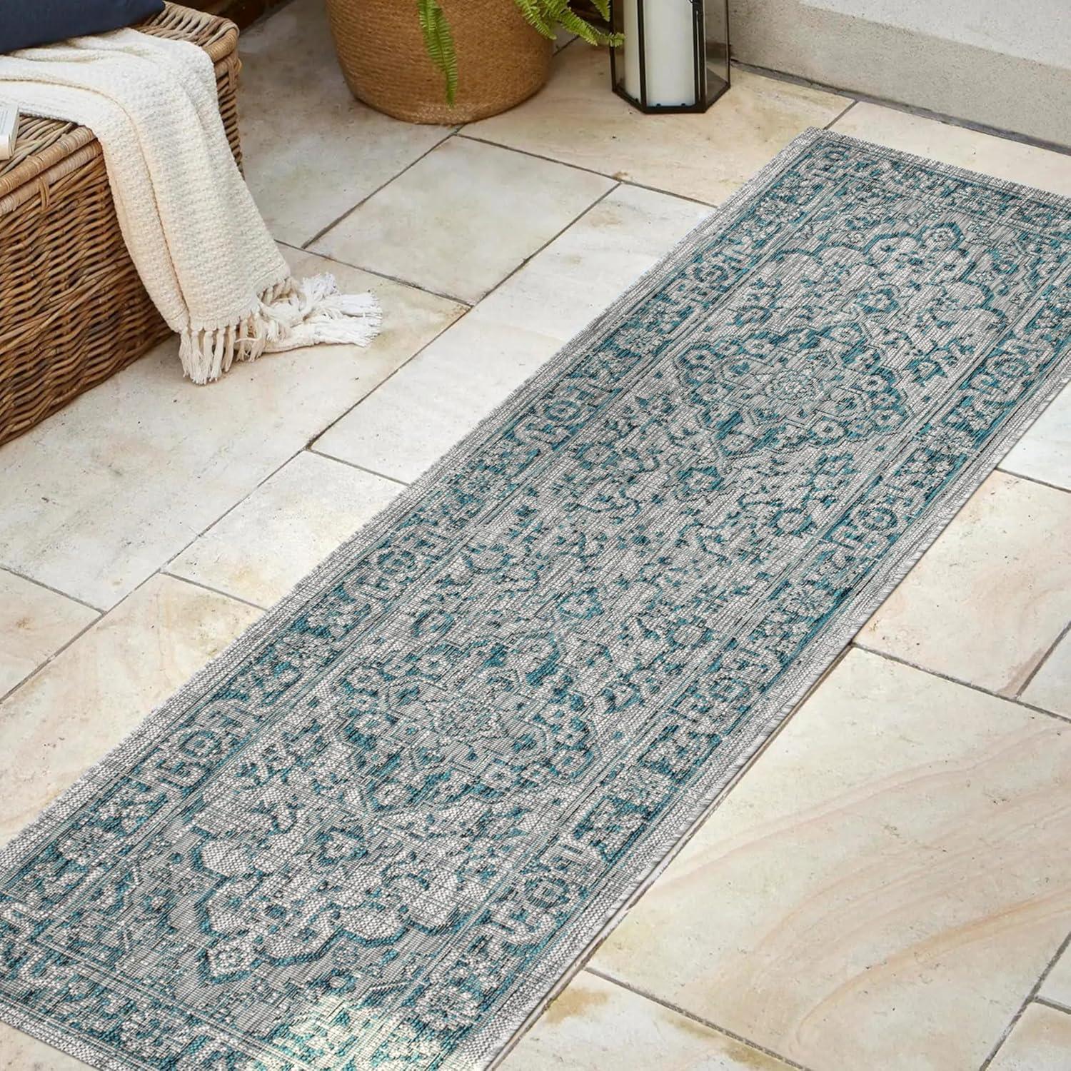 Rozetta Boho Medallion Textured Weave Indoor/Outdoor Area Rug  - JONATHAN Y