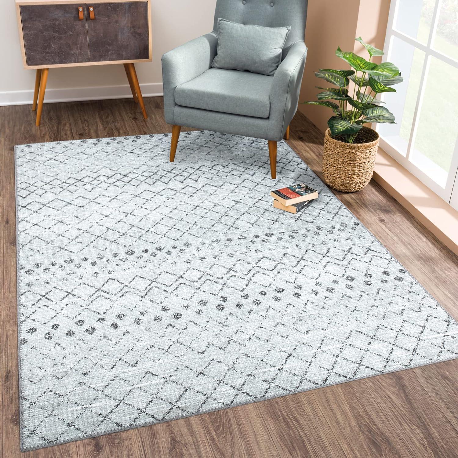 Nuloom Blythe Trellis 8x10 Machine Washable Indoor Area Rug for Living Room Bedroom Dining Room Kitchen, Grey/Off White