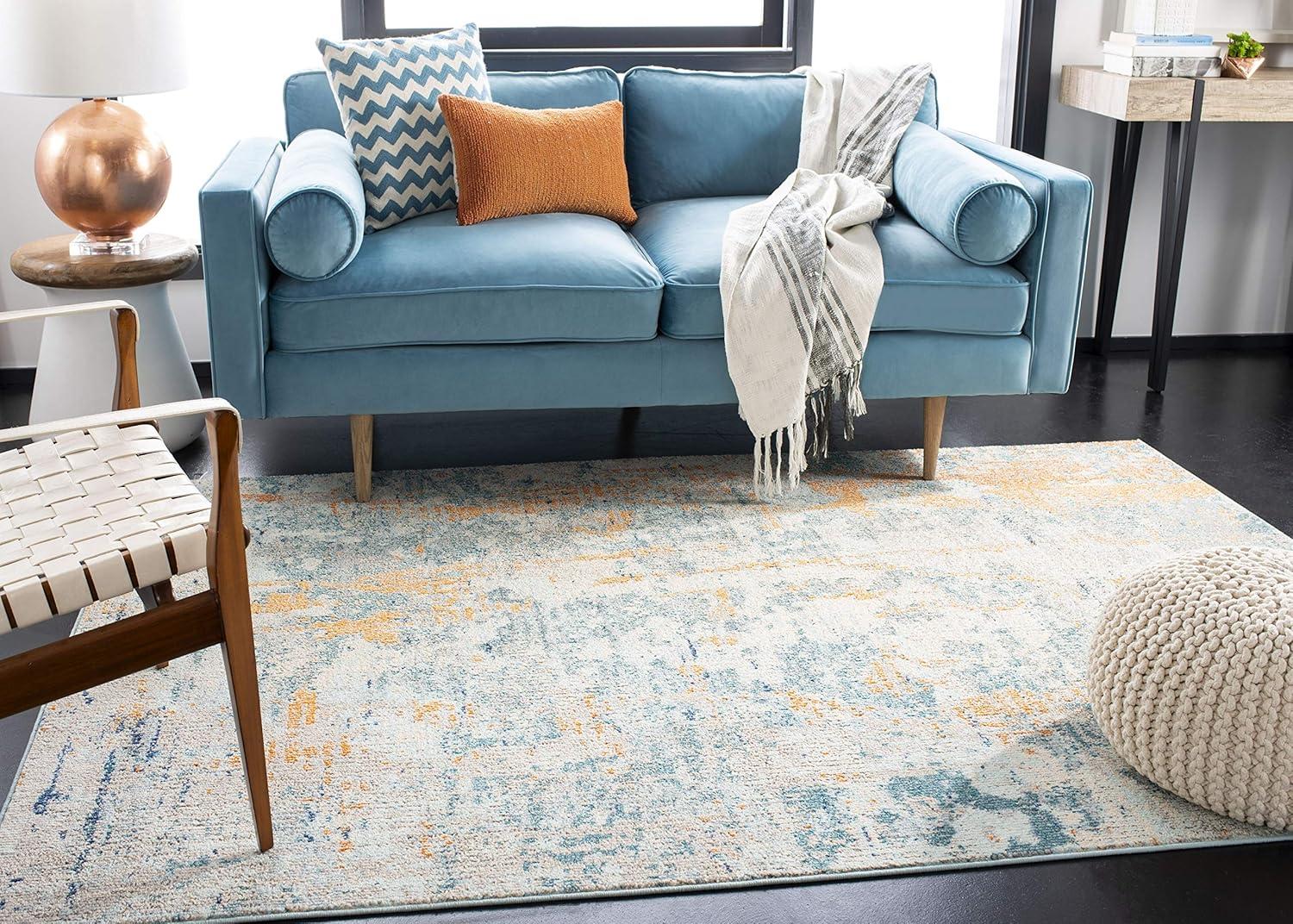 Madison MAD457 Power Loomed Indoor Area Rug - Light Blue/Beige - 5'3"x7'6" - Safavieh