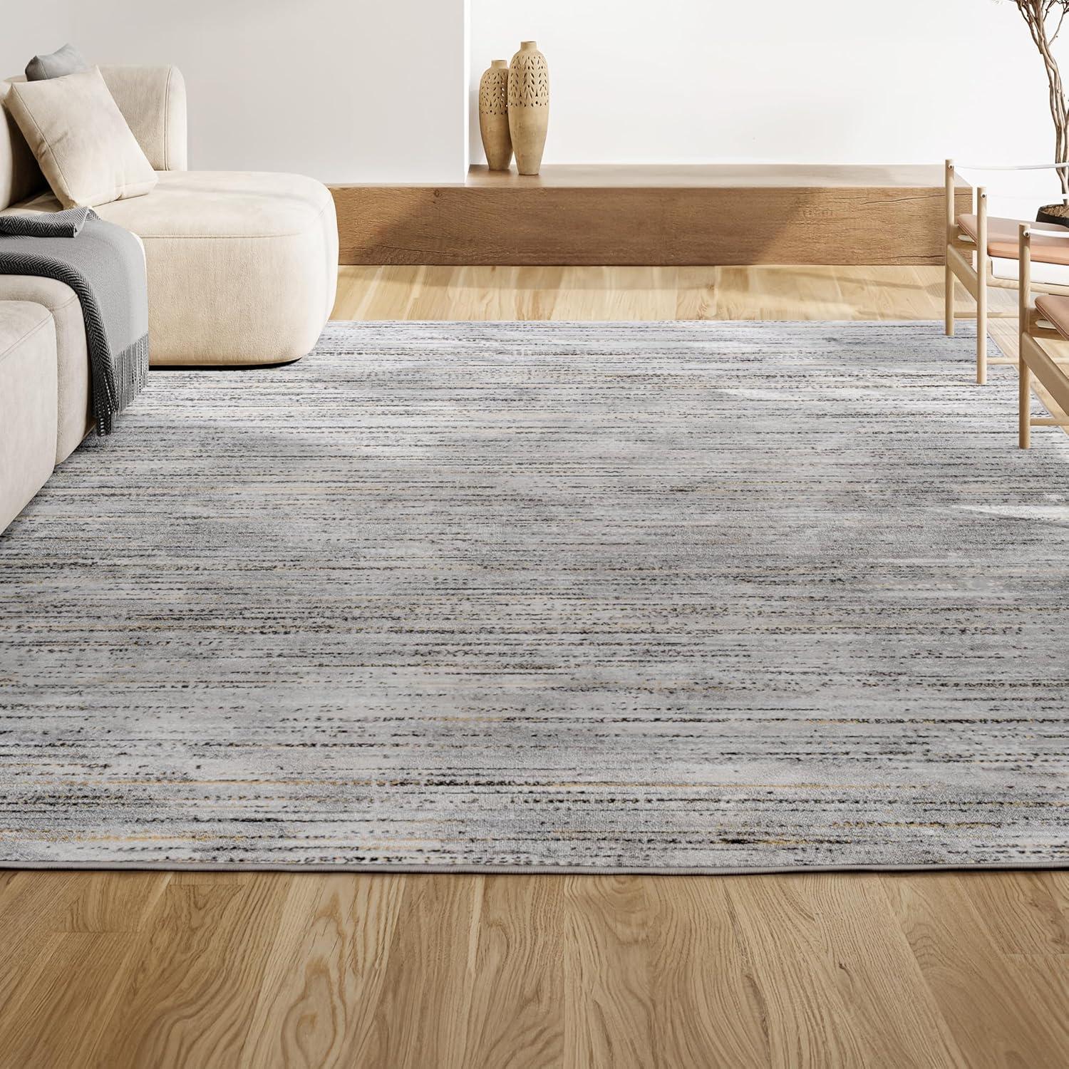 5'x8' Loom Modern Strie'  Area Rug, Gray/Black - JONATHAN Y