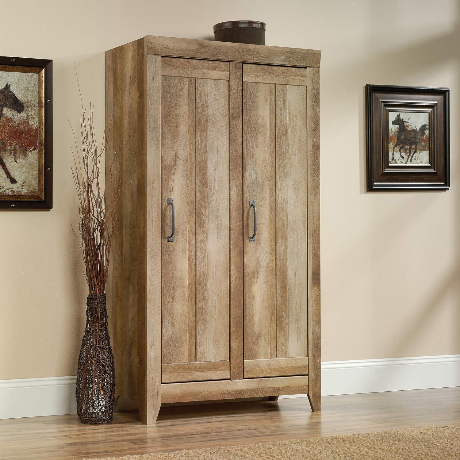 Craftsman Oak Freestanding Storage Cabinet with Adjustable Shelves