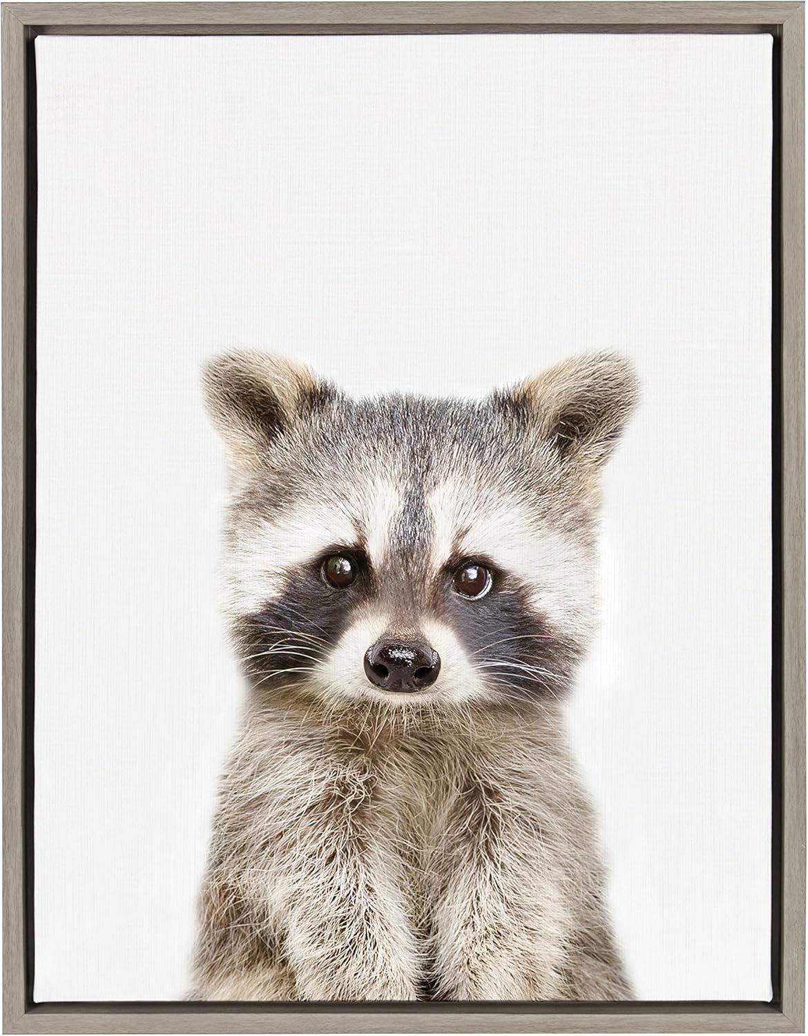 Sylvie Raccoon Framed Canvas by Amy Peterson - Kate and Laurel