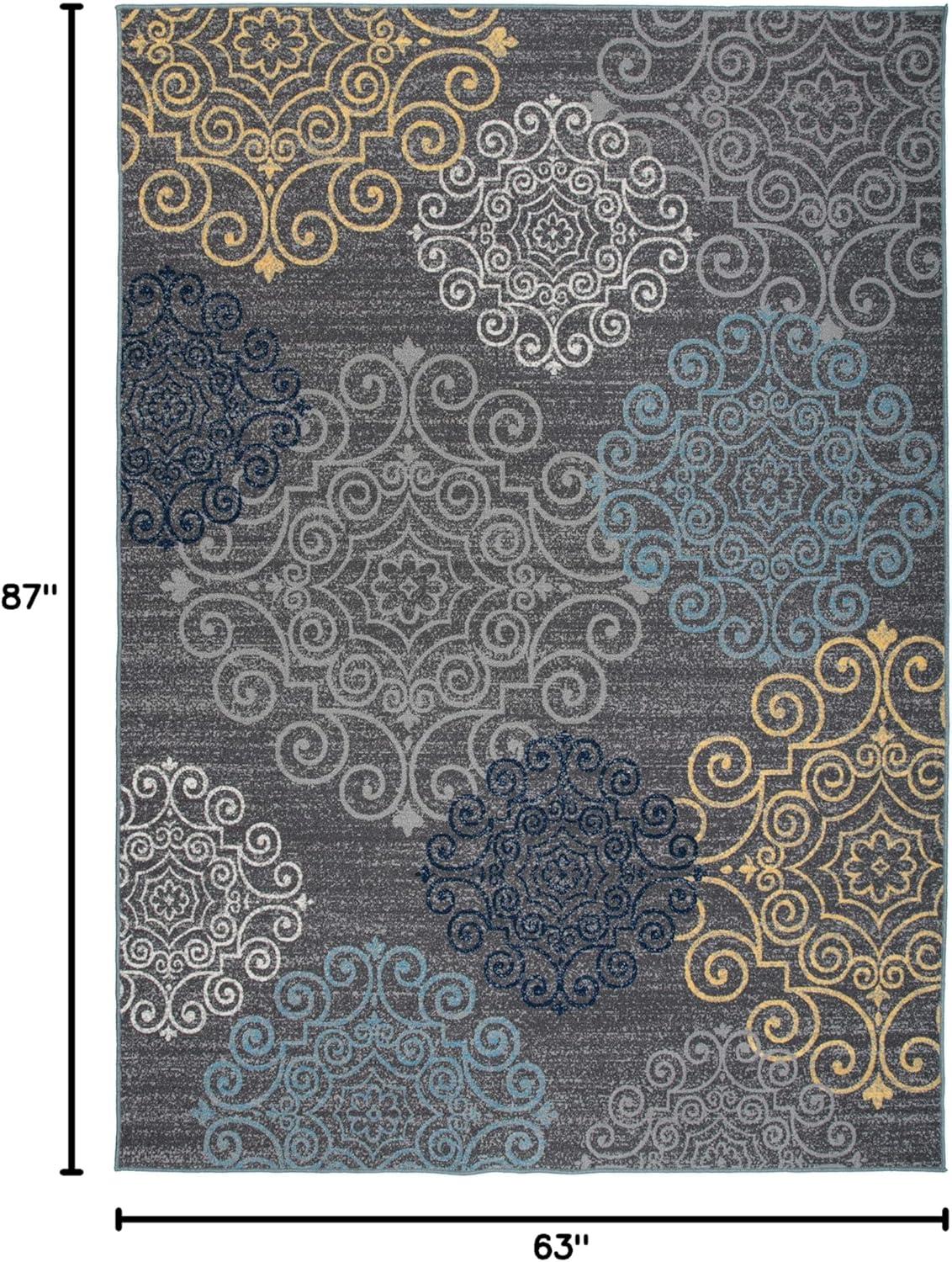 World Rug Gallery Modern Floral Swirl Design Non-Slip (Non-skid) Area Rug