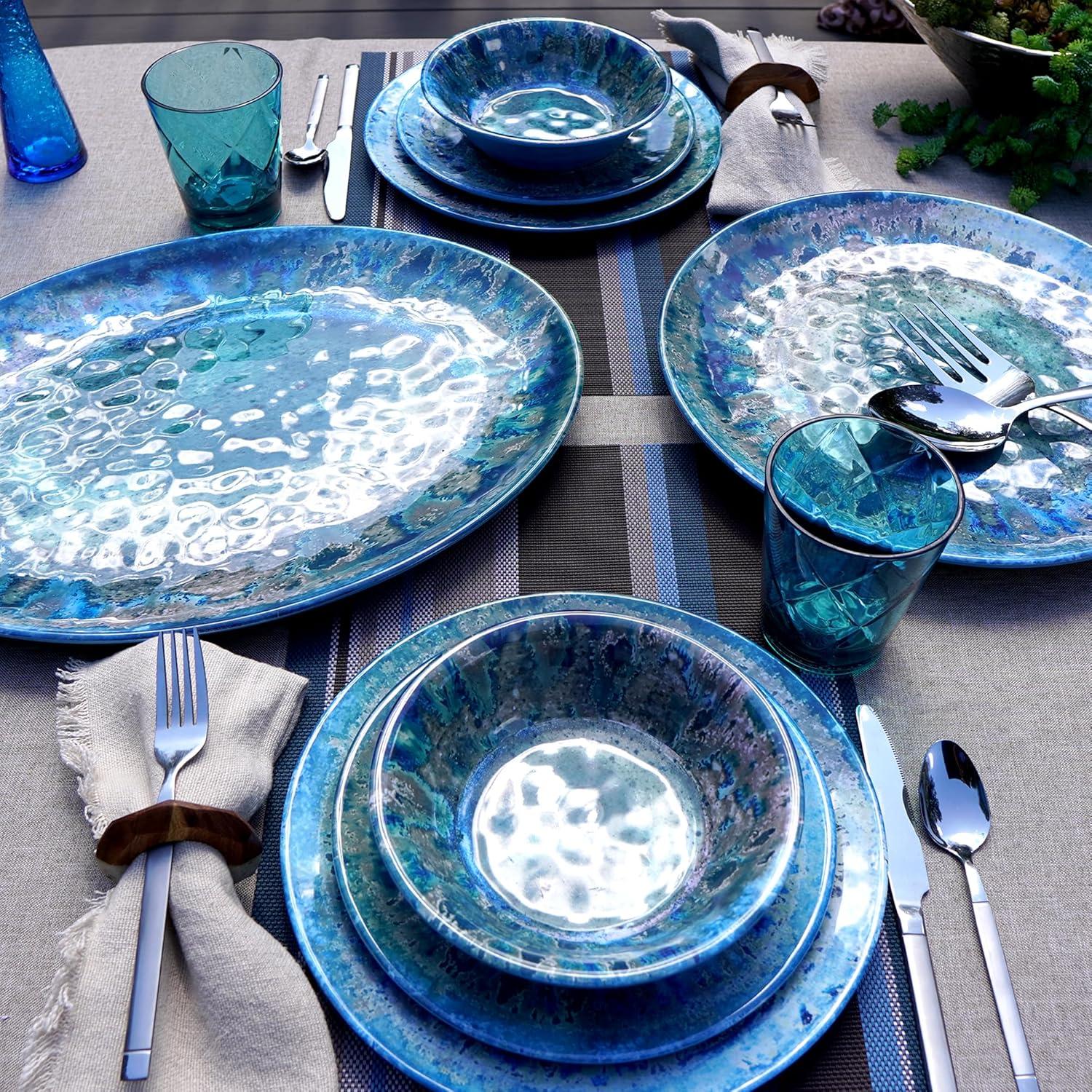 Certified International Radiance 12 Piece 100% Heavyweight Melamine Dinnerware Set, Service for 4 (Available in TEAL or CREAM)