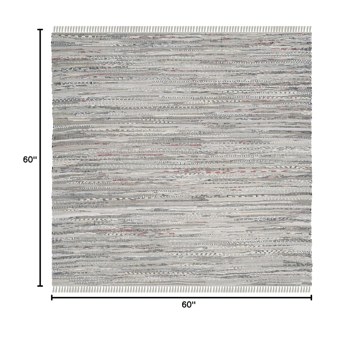 Rag Rug RAR121 Hand Woven Indoor Area Rug - 5'x5' - Grey - Safavieh