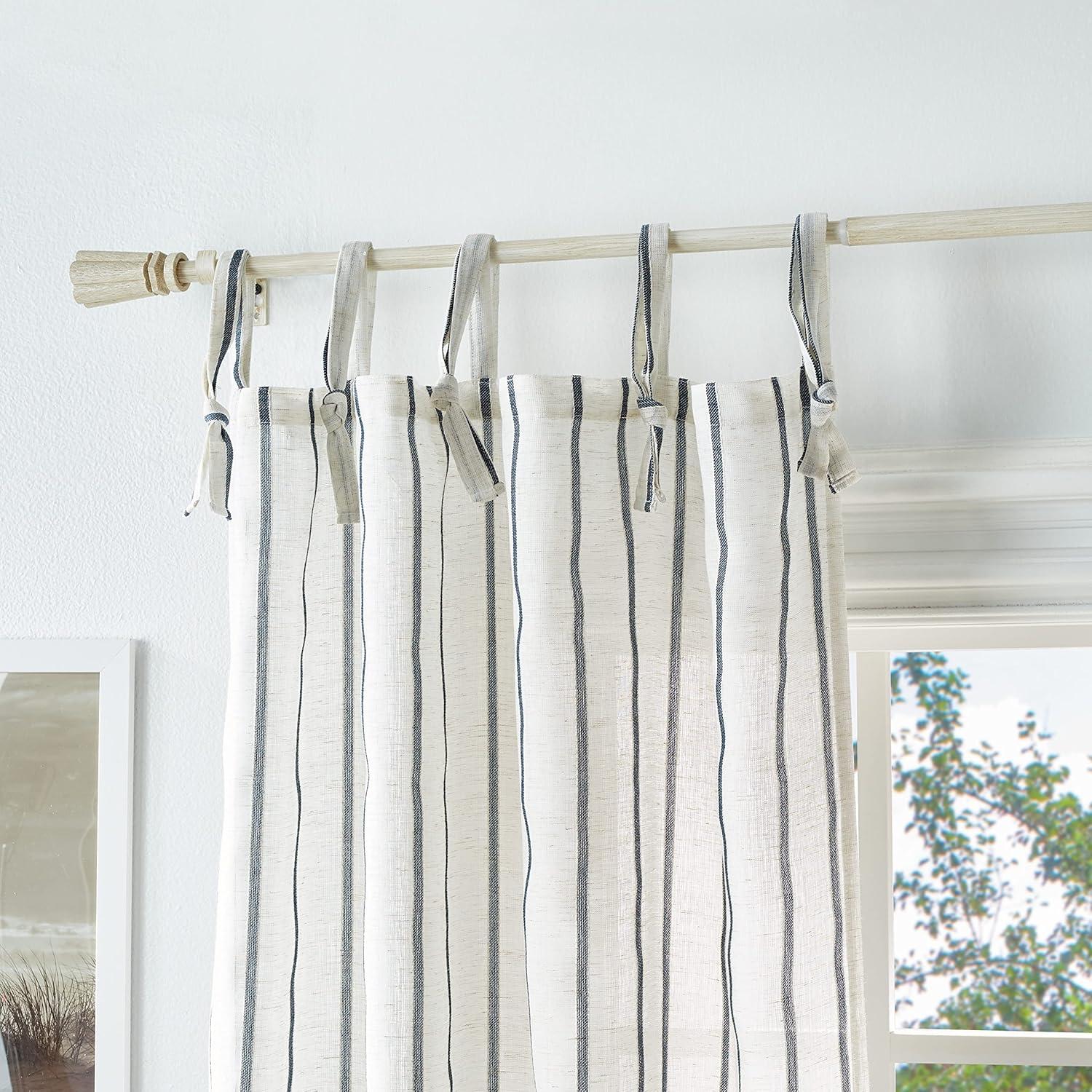 Martha Stewart Laguna Striped Semi-Sheer Tab Top Curtain Panel Pair (Set of 2) (Set of 2)