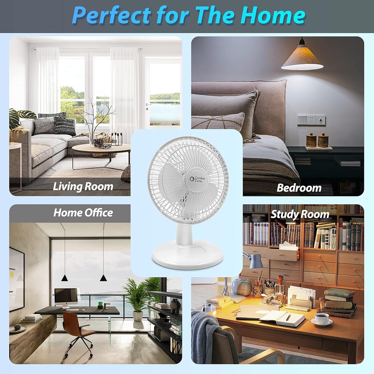 White 6-Inch Portable 2-Speed Desk Fan