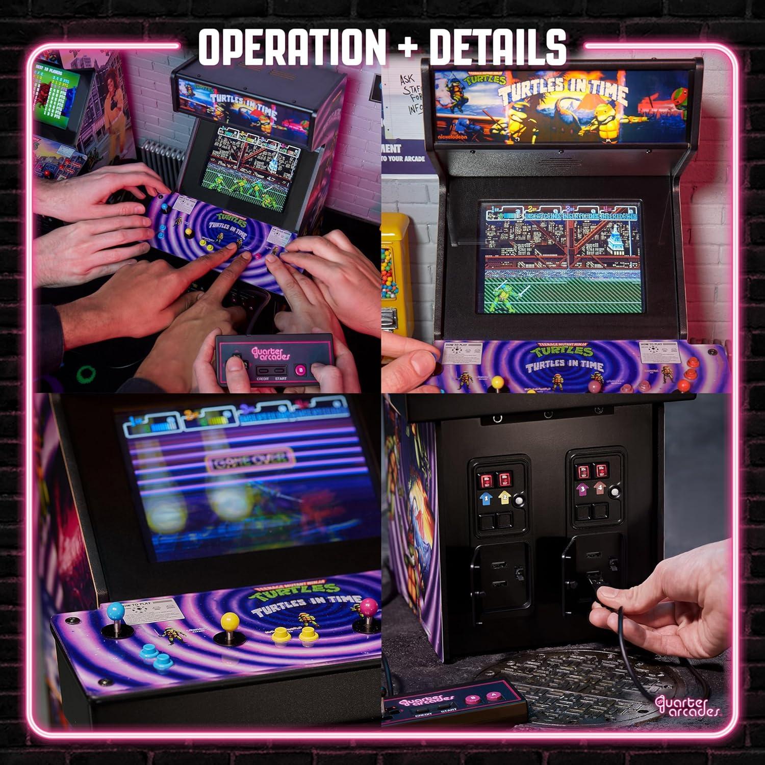 Numskull Quarter Arcades TMNT Turtles in Time Collector's Edition Mini Arcade - 1/4 Scale Authentic Wooden Replica, Original ROM, Rechargeable Battery & 3W Speakers for Retro Enthusiasts