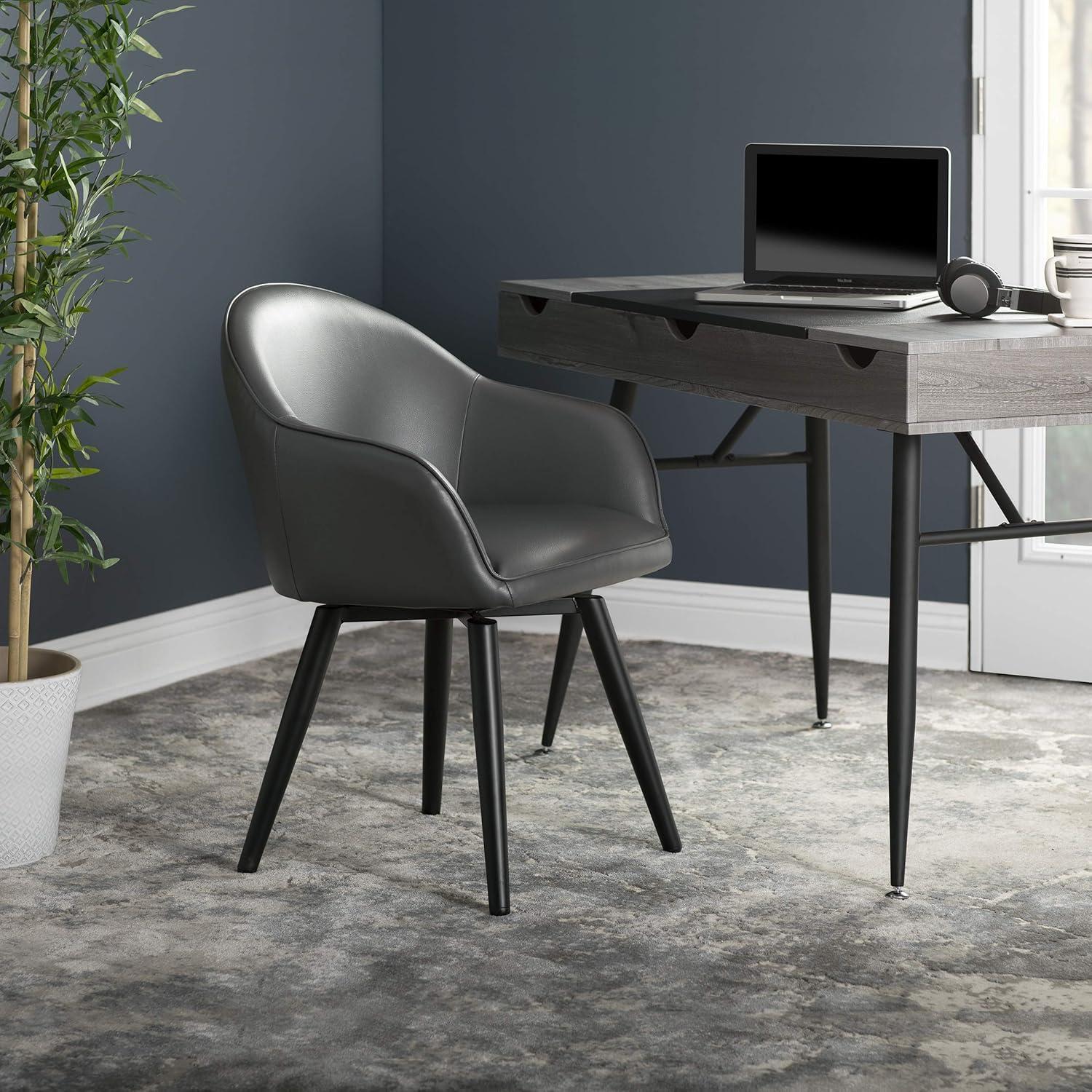 Dome Swivel Office/Dining/Guest Accent Chair with Arms Blended Leather Smoke Gray - Studio Designs Home: Metal Frame, Bonded Leather Upholstery