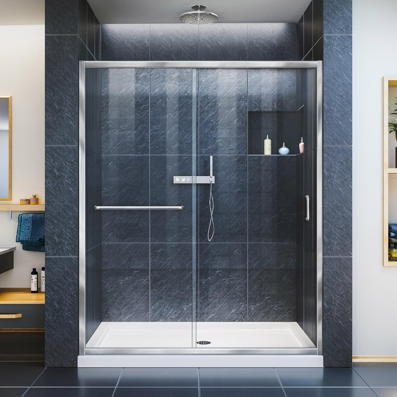 Infinity-Z 44-48" W x 72" H Single Sliding Semi-Frameless Shower Door