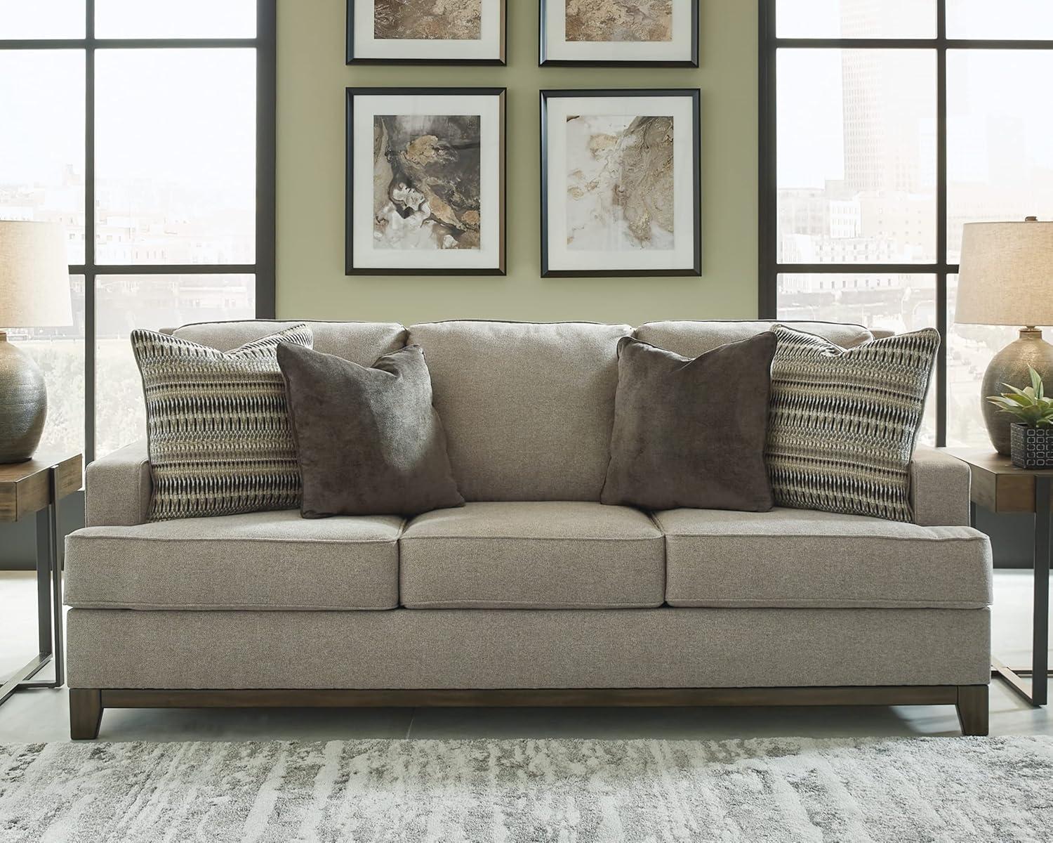 Ashley Furniture Kaywood Contemporary Fabric & Wood Sofa in Gray