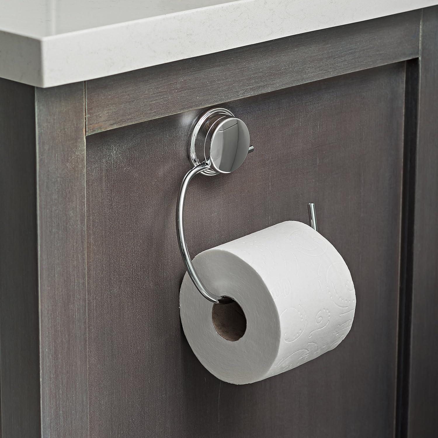 Chrome Wall Mount Toilet Paper Holder with Stick'n Lock