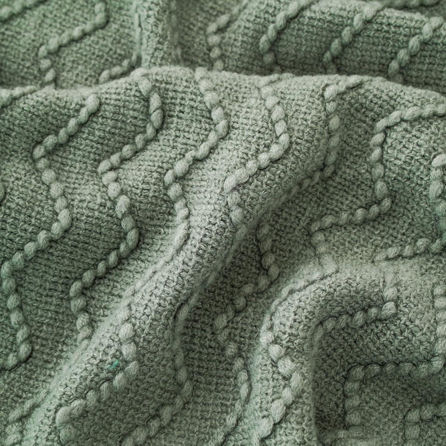 Battilo Sage Green Throw Blanket for Sofa, Knitted Soft Sage Throw, Spring Green Blanket for Bedroom Decor,50"x60"