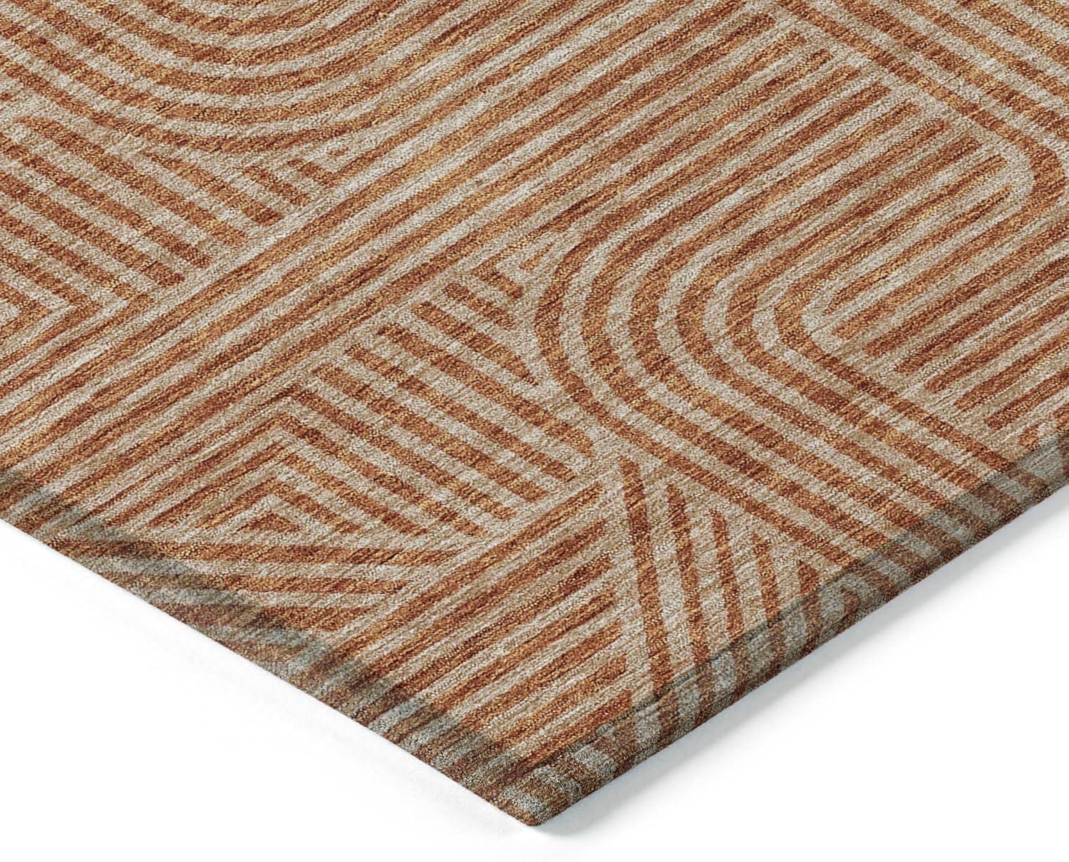 Terracotta Synthetic Flat Woven Rectangular Indoor/Outdoor Rug