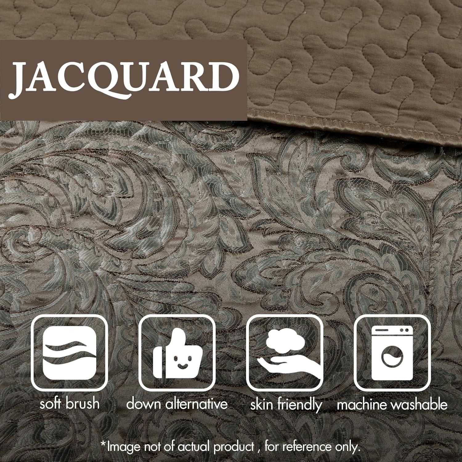 Madison Park 5pc King Whitman Reversible Jacquard Bedspread Set Blue: Embroidered, Traditional Style