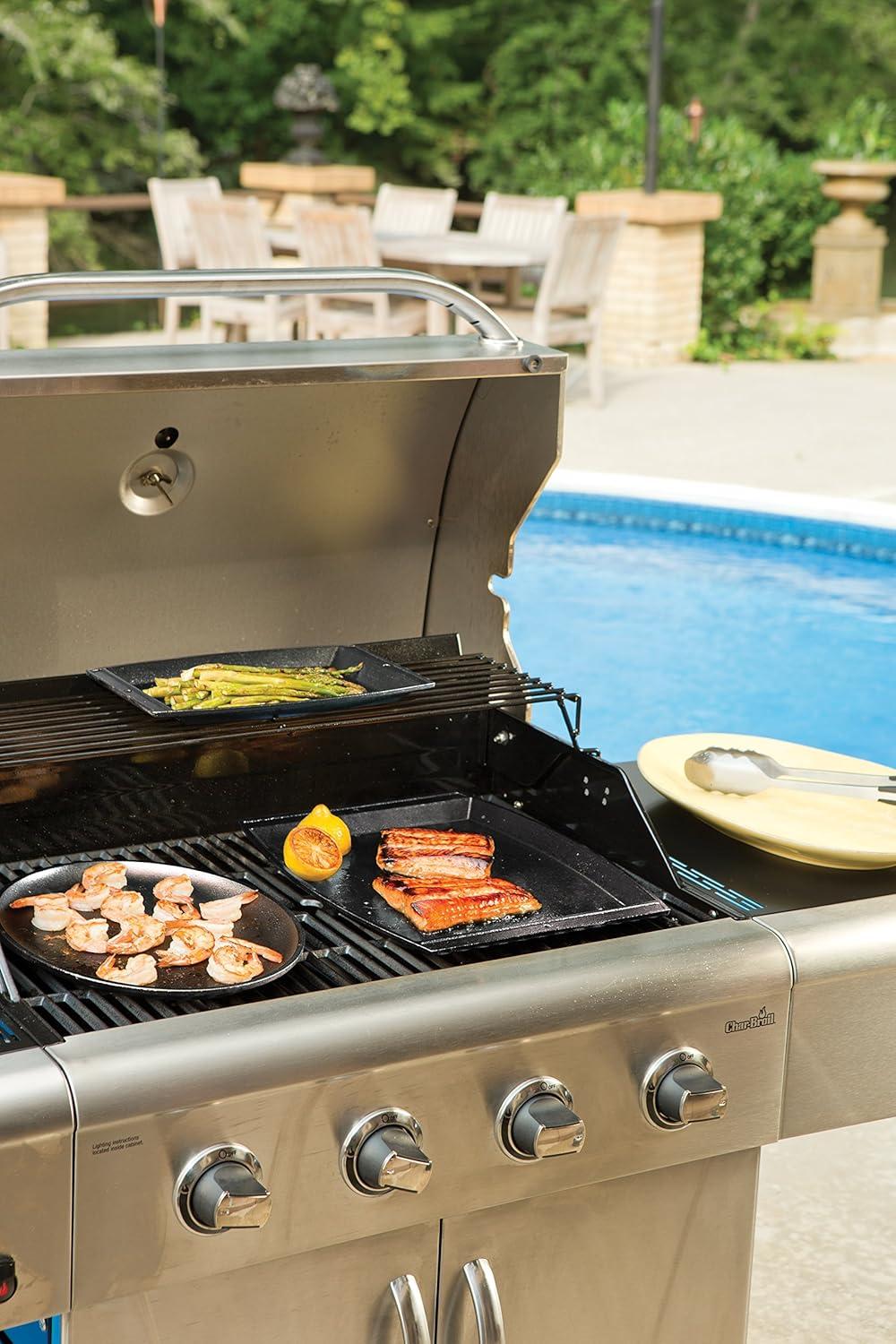 Black Cast Iron Rectangular Griddle with Raised Edges