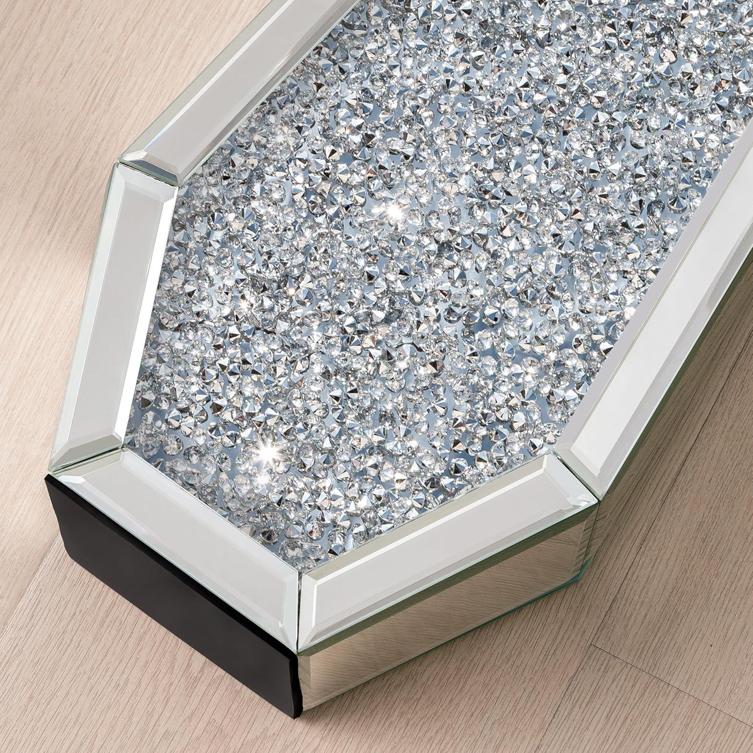 30" Tall Silver Glass Floor Vase with Crushed Diamond Mirror