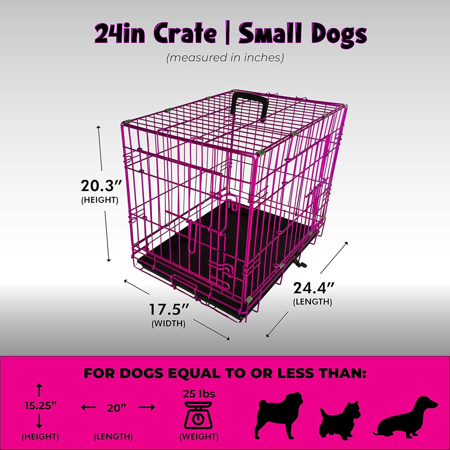 Pet Expressions Pink 24 Inch Colored Metal Wire Dog Crate - Available in Various Sizes and Colors