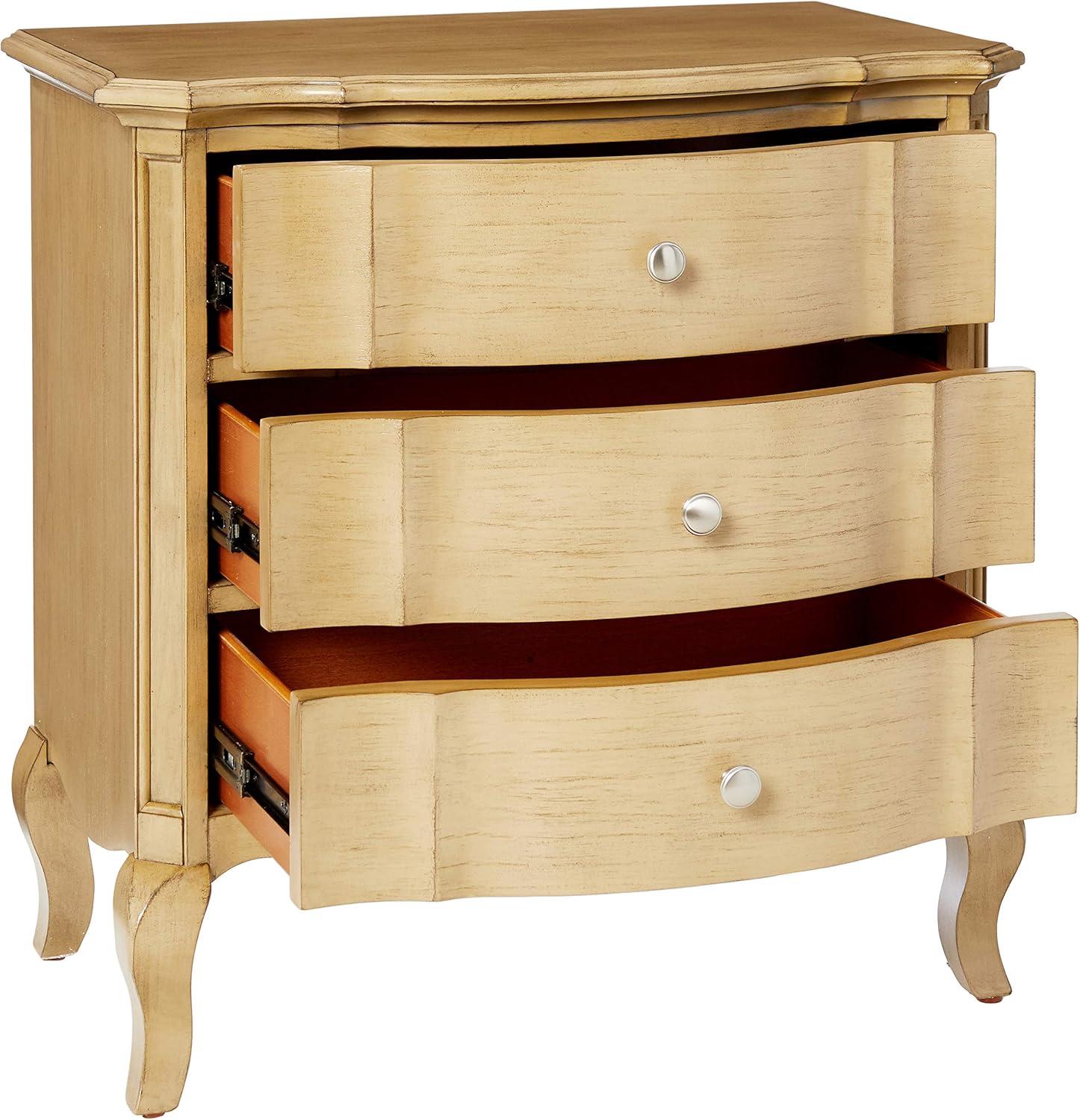 30" Chelmsford Nightstand Antique Taupe - Acme Furniture: 3 Drawers, Cabriole Legs, Wood Veneer