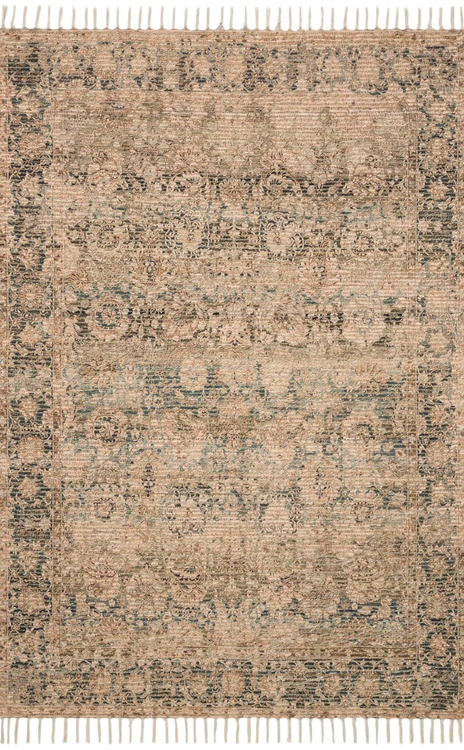 Justina Blakeney x Loloi Cornelia Collection Natural / Teal TRANSITIONAL Area Rug 7'-9" x 9'-9"