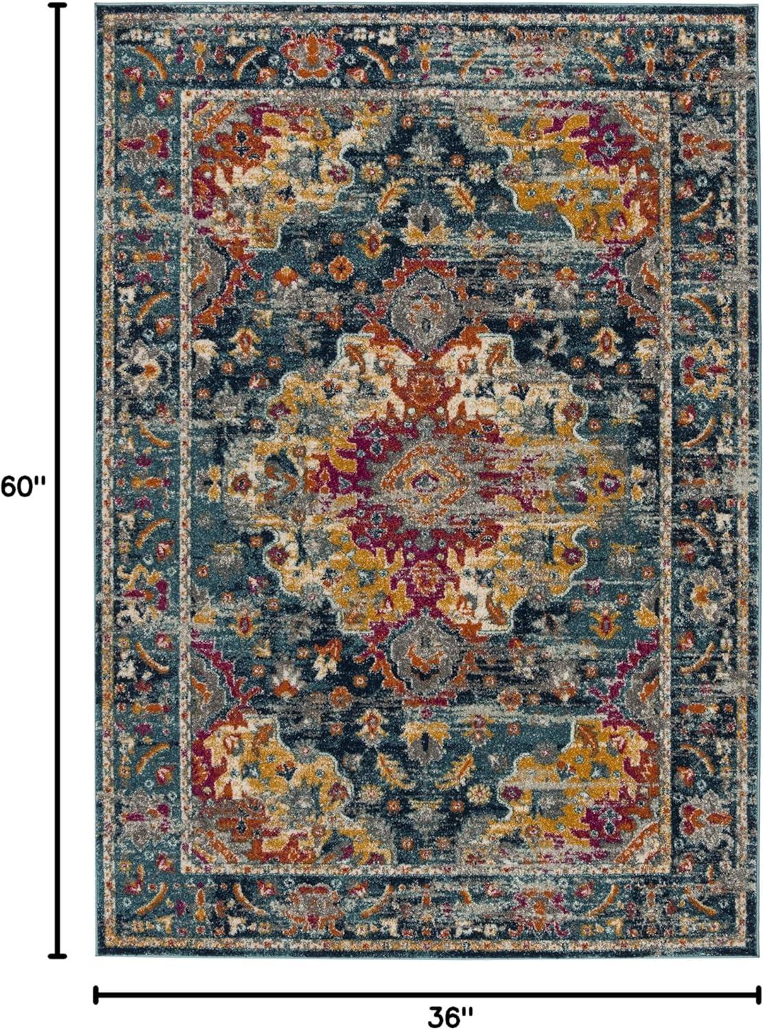 SAFAVIEH Madison Caden Floral Bordered Area Rug, Teal/Fuchsia, 3' x 5'