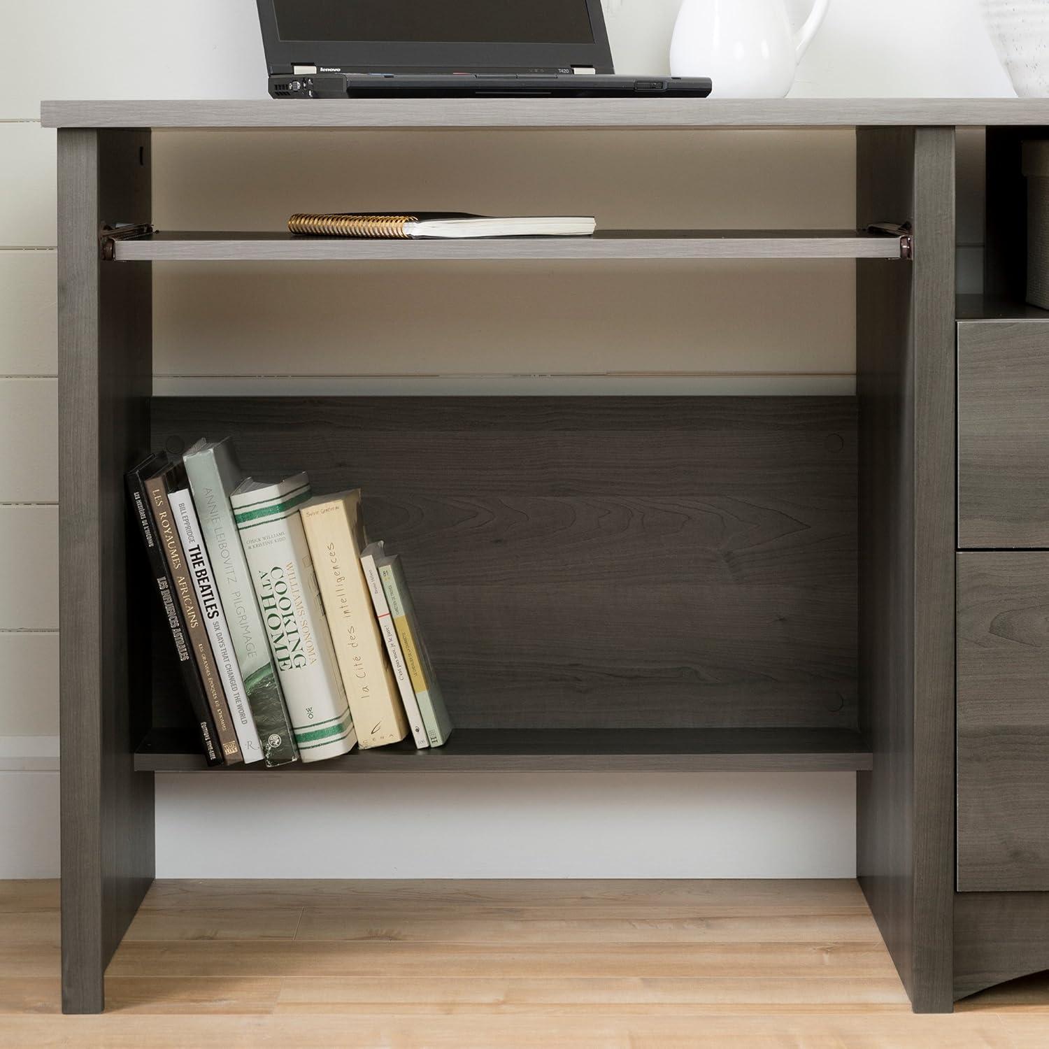 Gascony Computer Desk with Keyboard Tray Rustic Oak - South Shore: Modern Hutch Design, CPU Storage, Laminate Surface