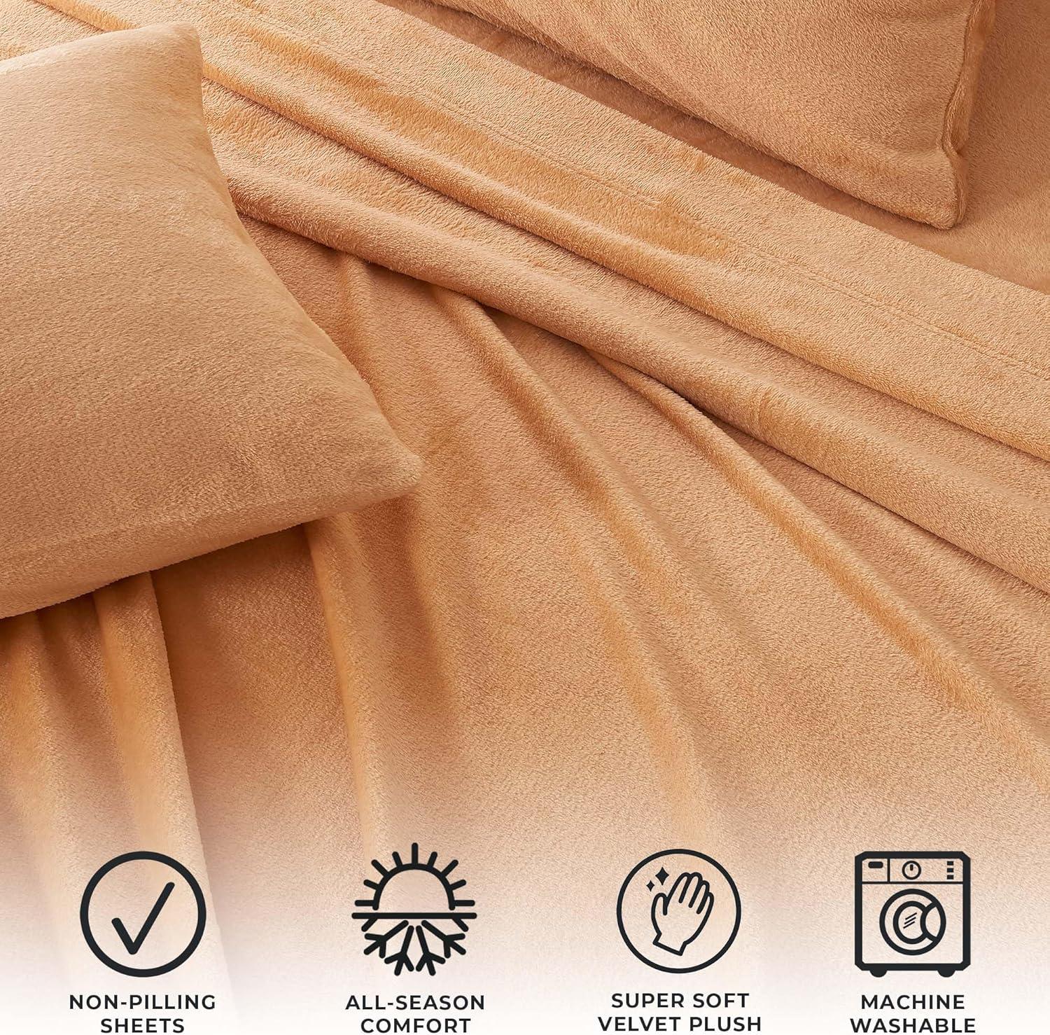 Solid Velvet Plush Fleece Sheet Set - Great Bay Home