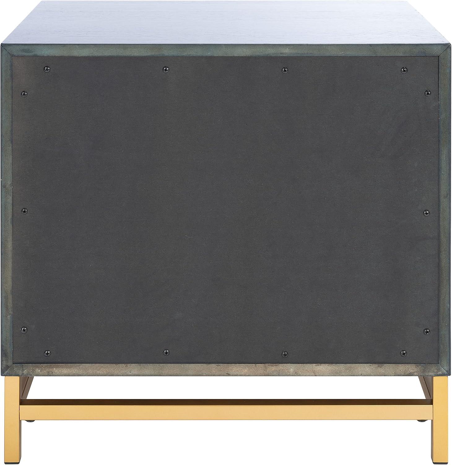 Fenno 2 Drawer Nightstand - Teal/Brass - Safavieh.