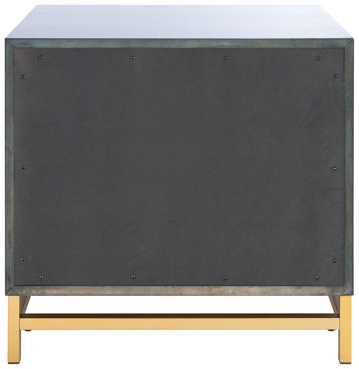 Fenno 2 Drawer Nightstand - Teal/Brass - Safavieh.