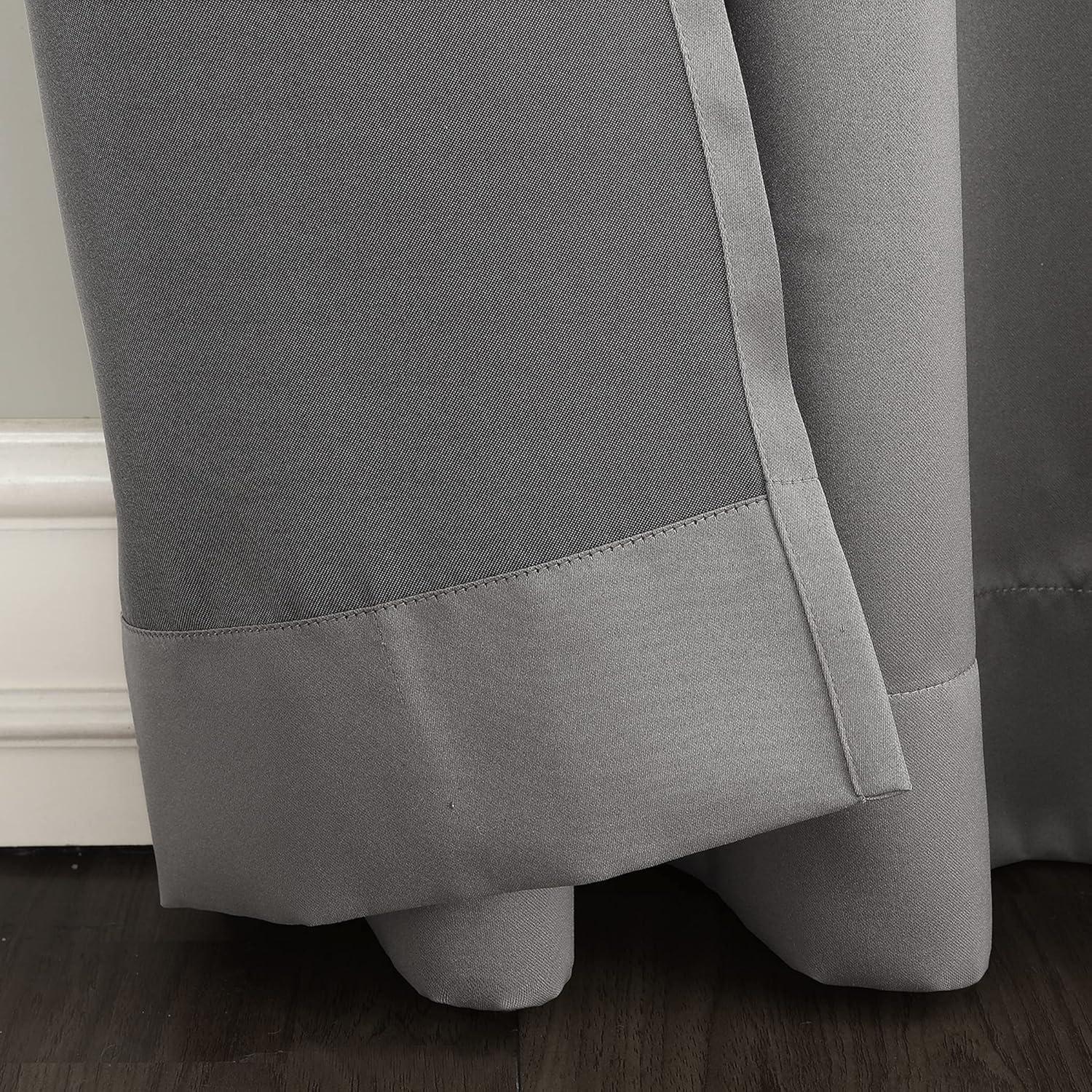 54"x63" Sun Zero Room Darkening Seymour Grommet Curtain Panel Gray: Modern Energy Efficient Living Room Decor