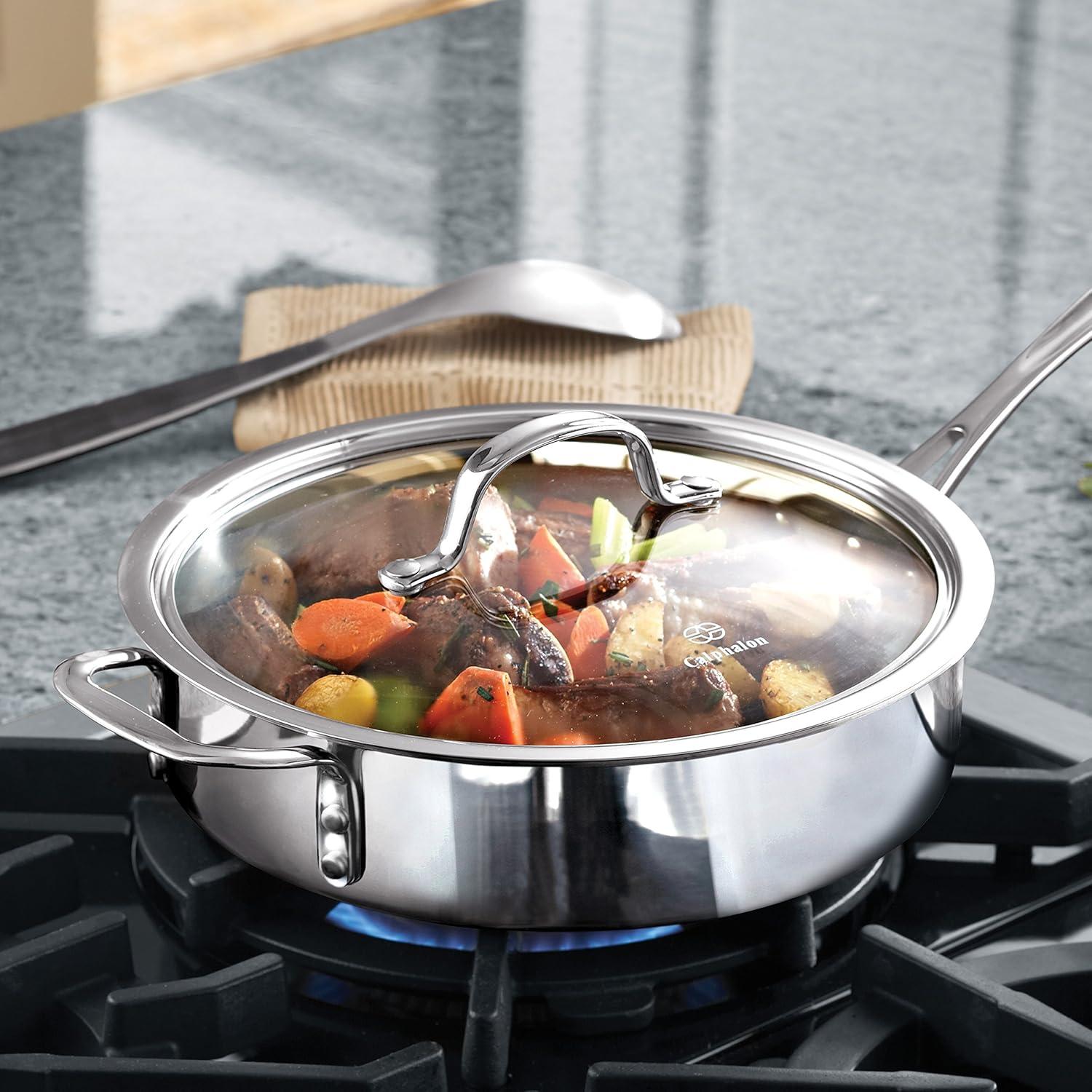 Tri-Ply Stainless Steel 3-Quart Non-Stick Saute Pan