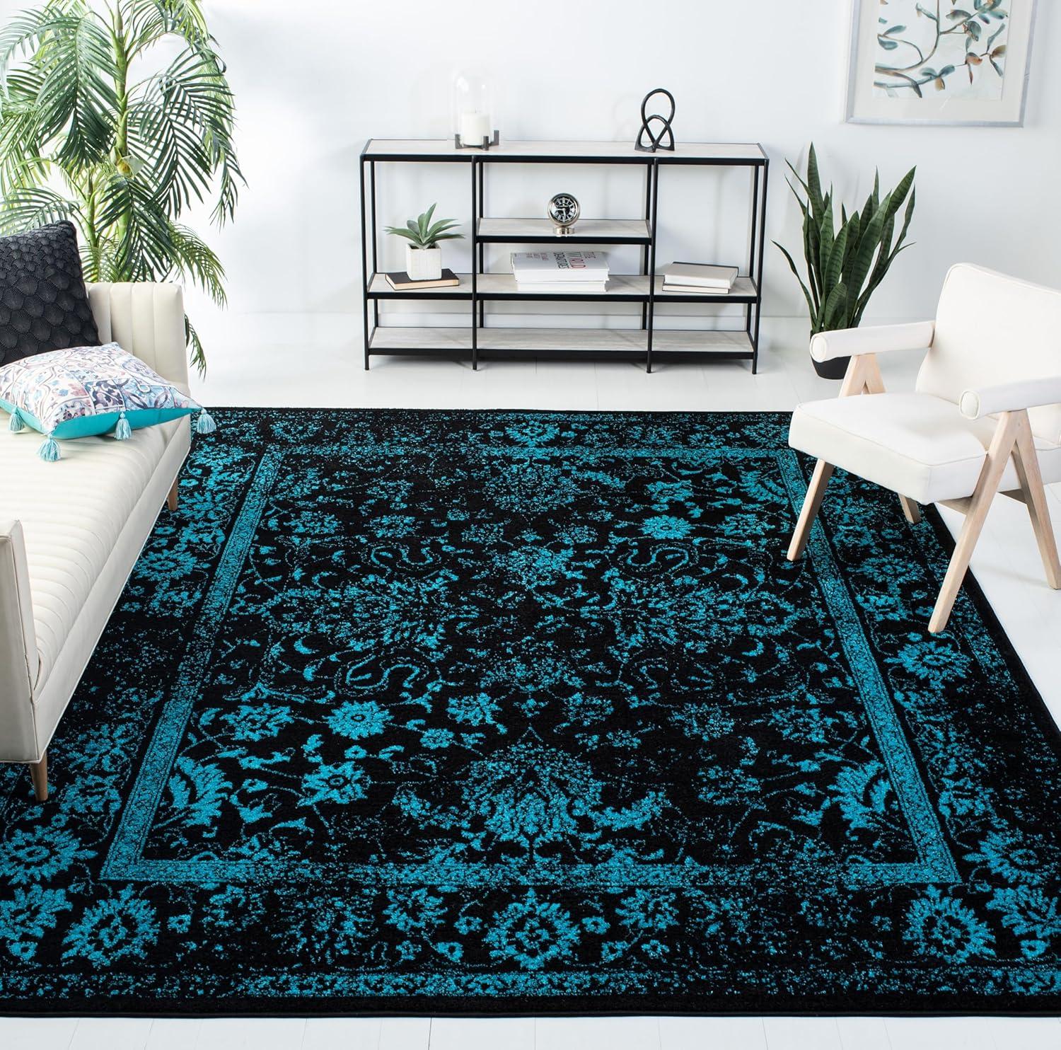 Adirondack ADR109 Machine Made Indoor Area Rug - Black/Teal - 9'x12' - Safavieh