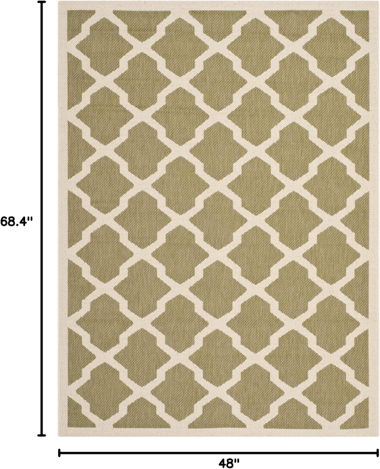 Courtyard CY6903 Power Loomed Indoor and Outdoor Area Rug - Green/Beige - 4'x5'7" - Safavieh
