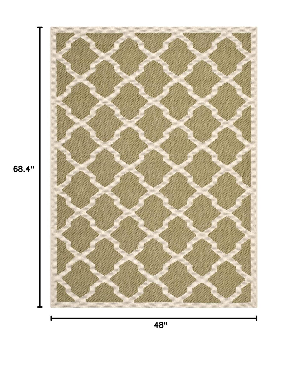 Courtyard CY6903 Power Loomed Indoor and Outdoor Area Rug - Green/Beige - 4'x5'7" - Safavieh