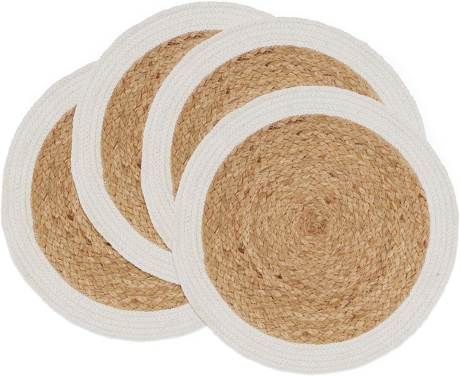 Saro Lifestyle Handmade Jute Braided Placemat (Set of 4), 15", White