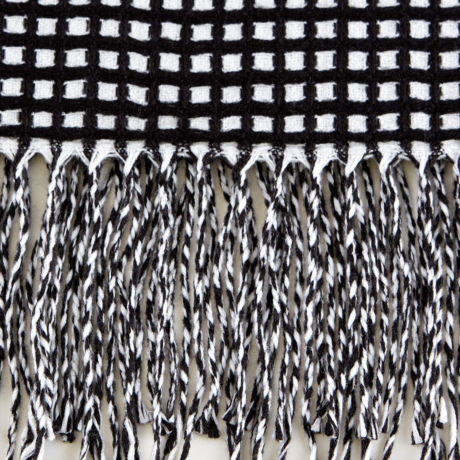 50"x60" Waffle Knit Throw Blanket Black/White - Design Imports: Midweight, Hypoallergenic, Machine Washable