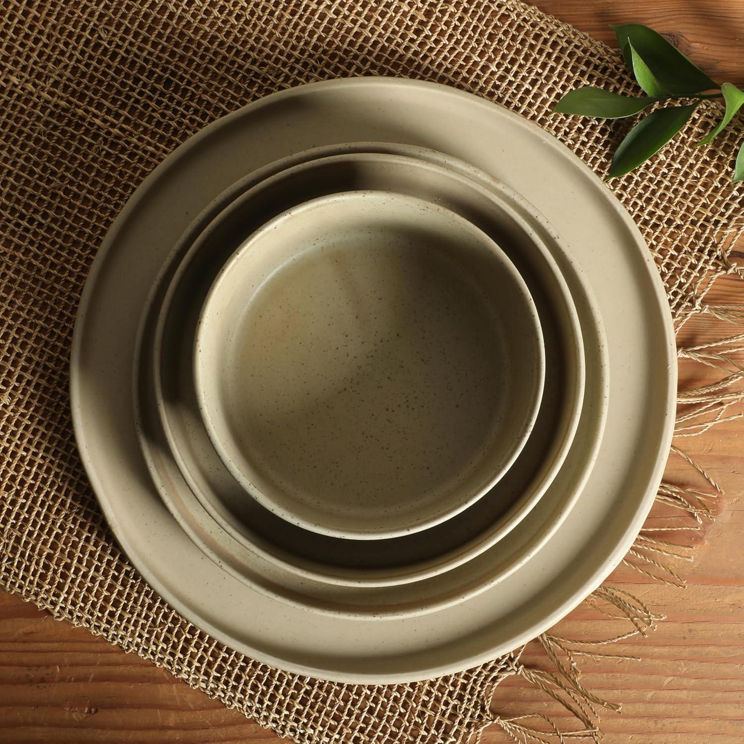 Gibson Elite Gibson Elite Tatum Premium Porcelain Matte Reactive Glaze 16 Piece (Service for 4) Plates and Bolws Stackable Dishes Ceramic Dinnerware