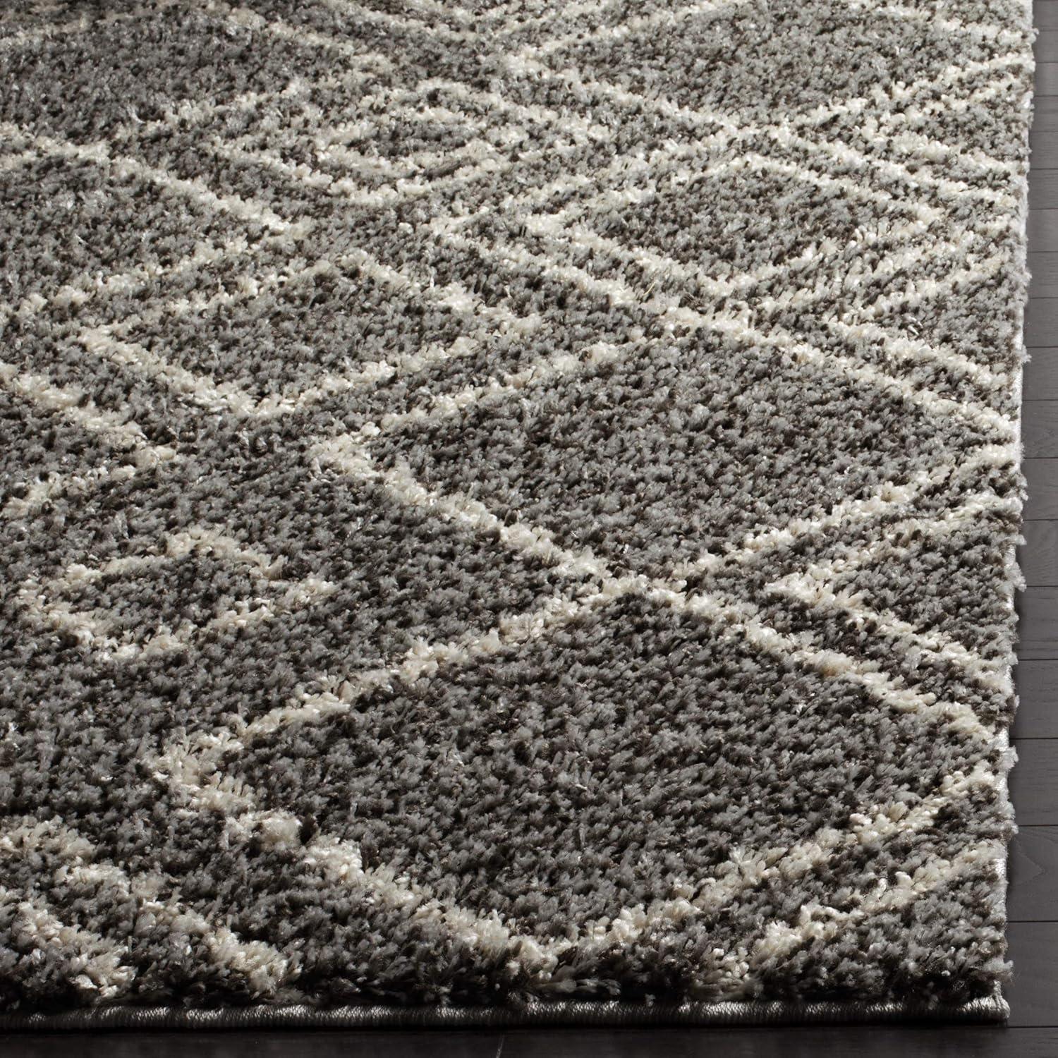 Safavieh Arizona Nettie Shag 8 x 10 (ft) Loomed Polypropylene Brown/Ivory Rectangular Indoor Geometric Mid-Century Modern Area rug