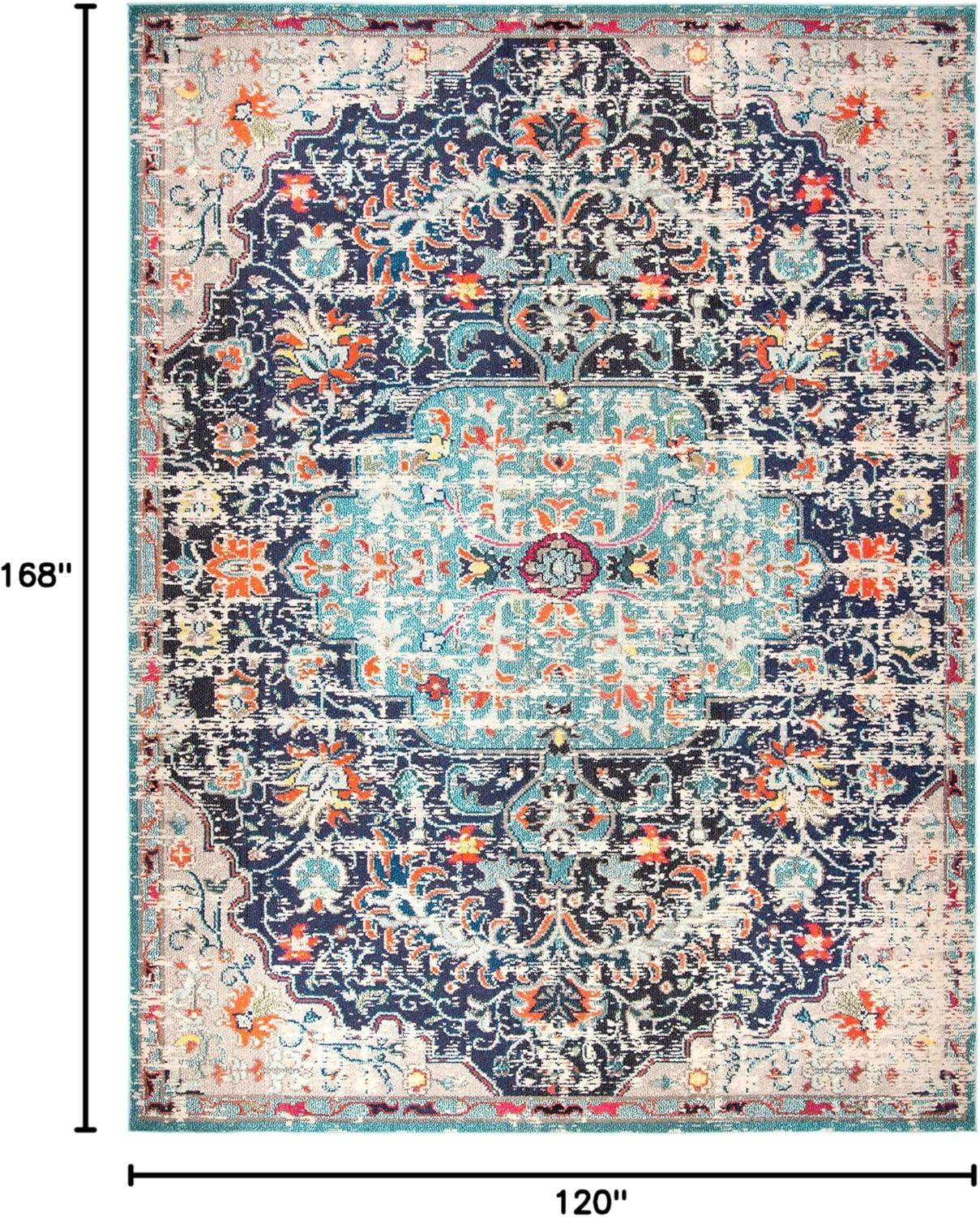 SAFAVIEH Madison Joandra Southwestern Area Rug, Black/Teal, 10' x 14'