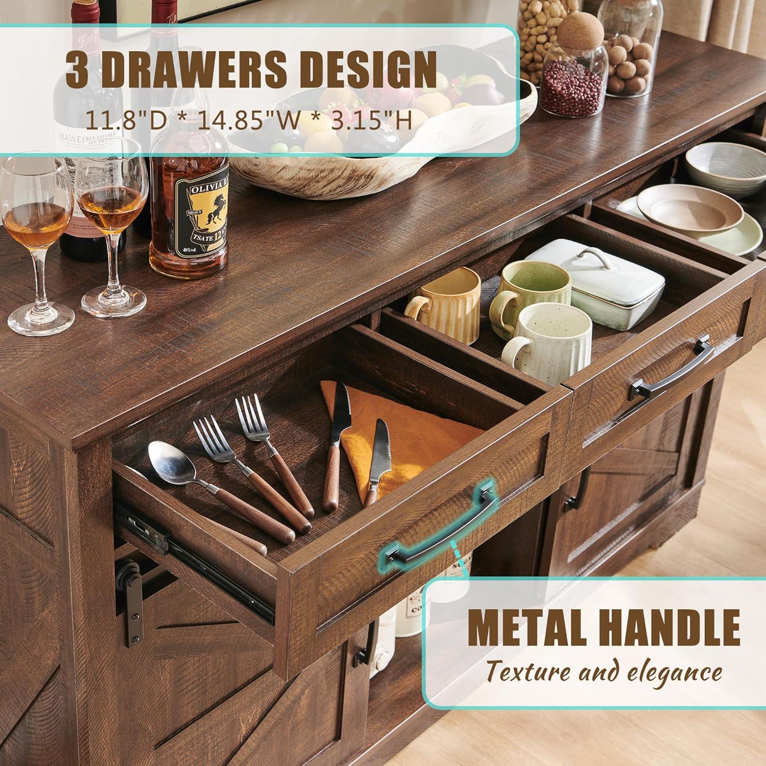 SinCiDo Buffet Cabinet with Storage, 34" Tall Wooden Arched Sideboard Cabinet with/Adjustable Shelf, Fluted Accent Cabinet for Dining Room, Kitchen