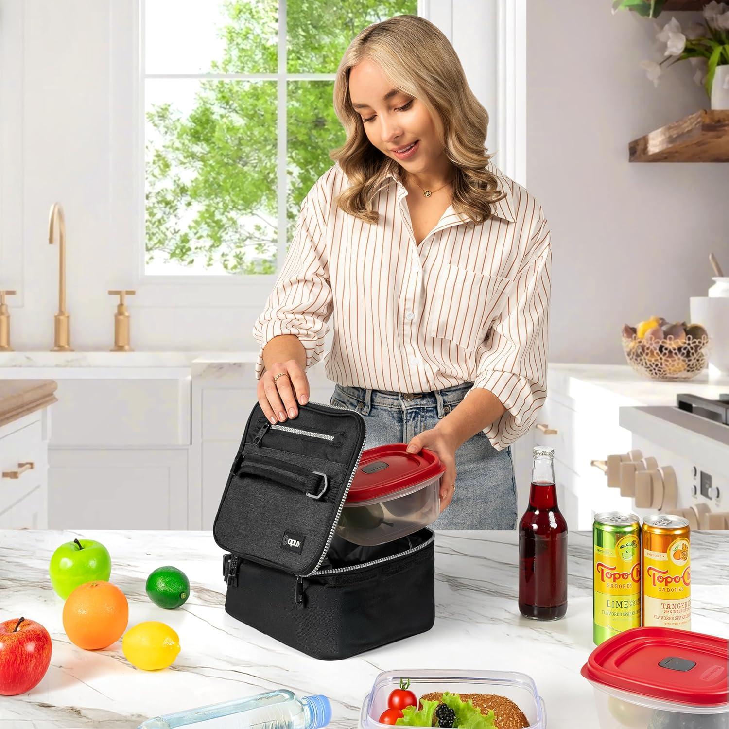 OPUX Insulated Lunch Box Men Women Adult, Compact Soft Cooler Bag Kids Boys Girls, Leakproof Small Pail Work School (Heather Charcoal, One Size)