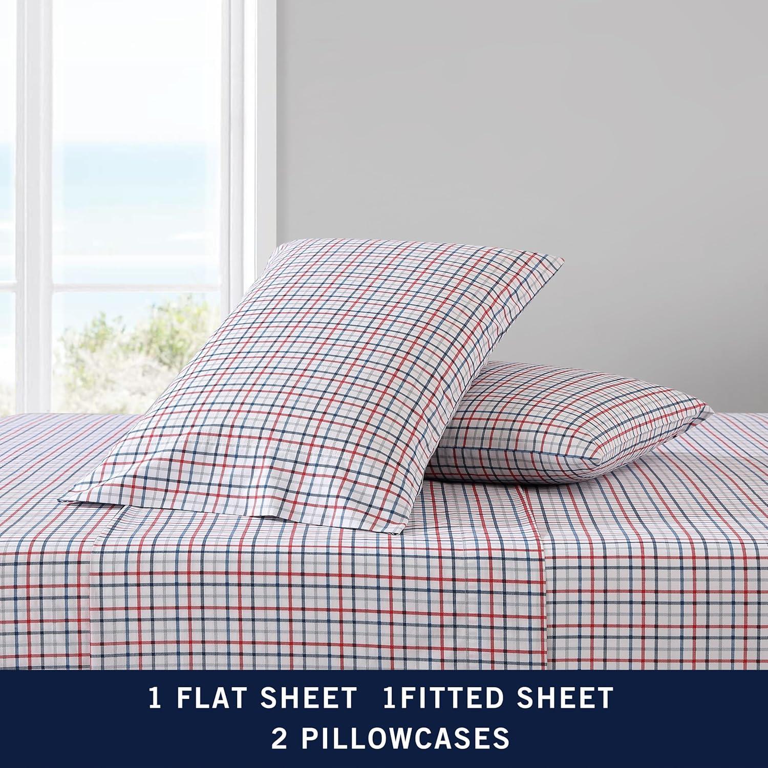 King Heather Stripe Cotton Percale Sheet Set