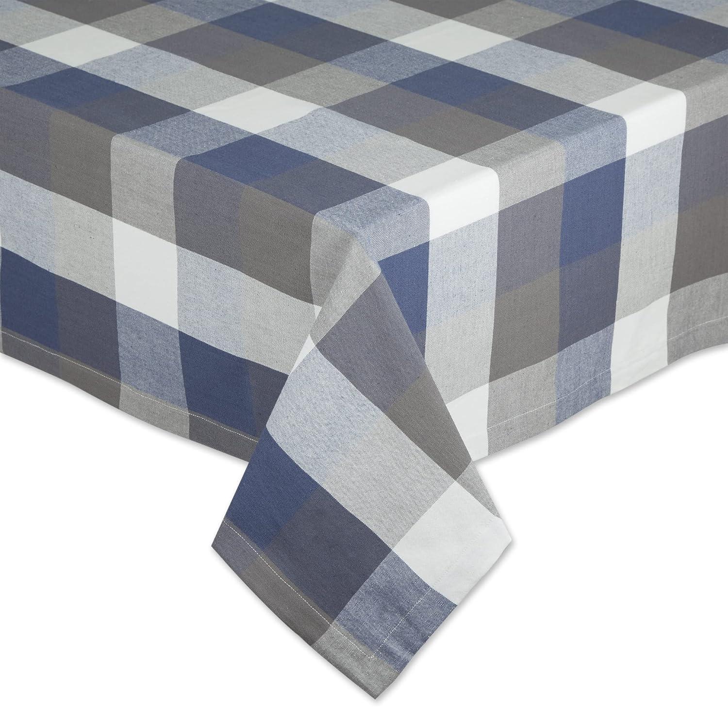 French Blue Tri Color Check Tablecloth 60x84"