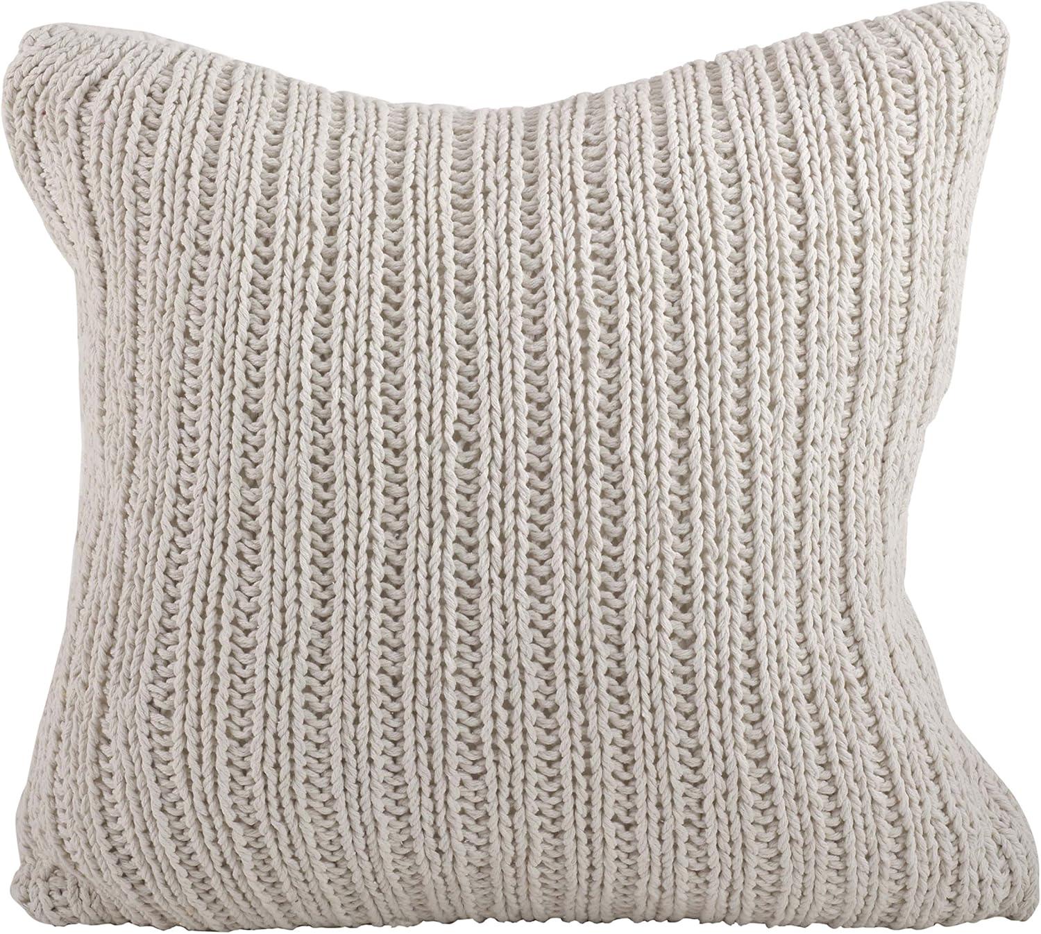 Saro Darcy Knitted Collection Striped Down Throw Pillow