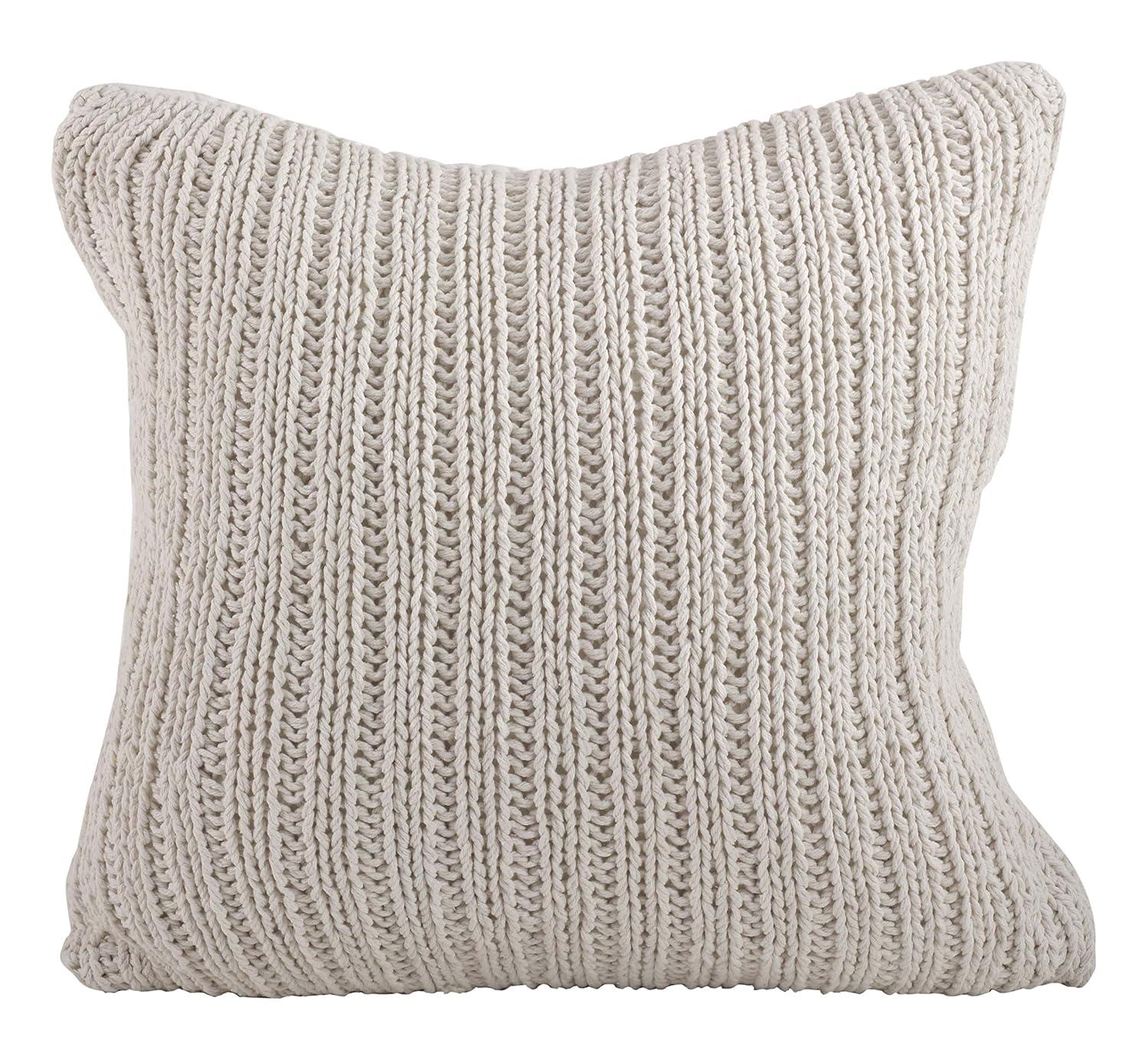 Saro Darcy Knitted Collection Striped Down Throw Pillow