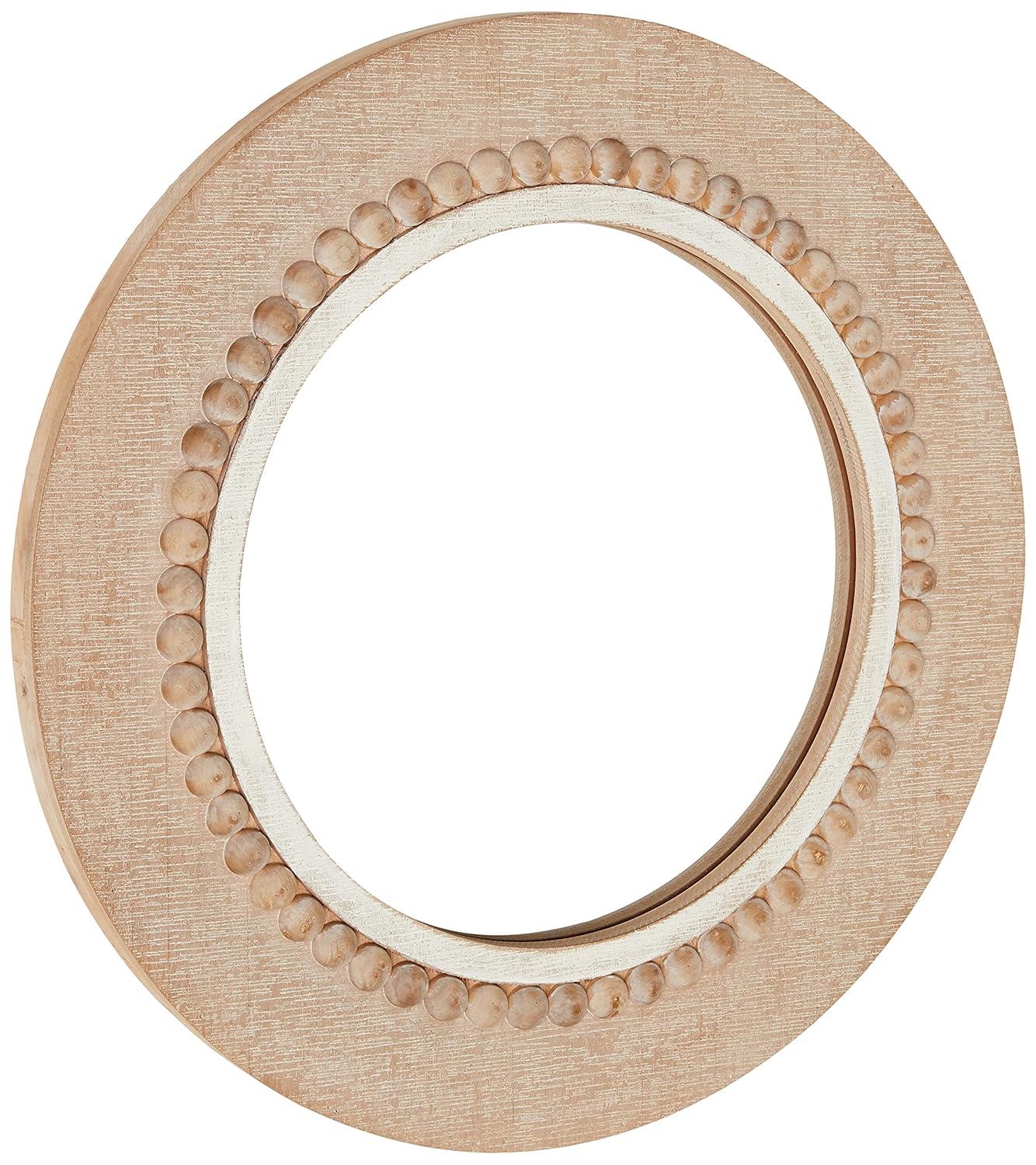 Creative Co-Op Round Wood Framed Wall Mirror, Natural